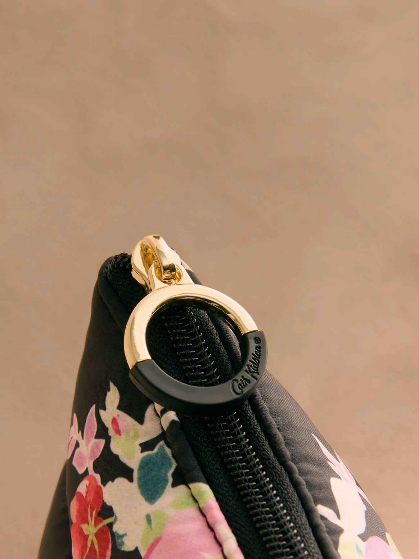  image of cath-kidston-bunches-print-padded-pouch-black