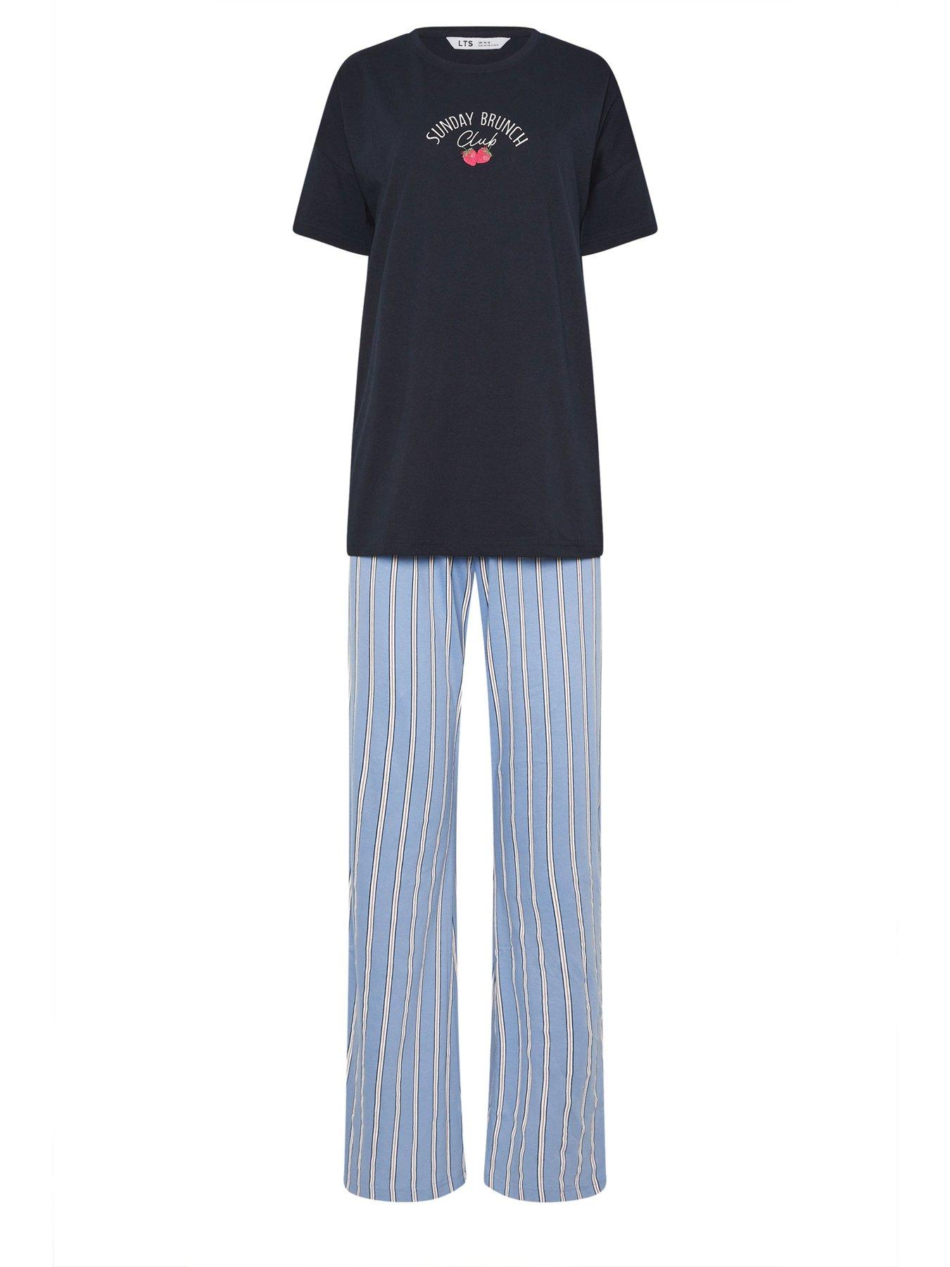 Image 5 of 5 of Long Tall Sally 'sunday Brunch' Short Sleeve Wide Leg Pyjama Set - Blue