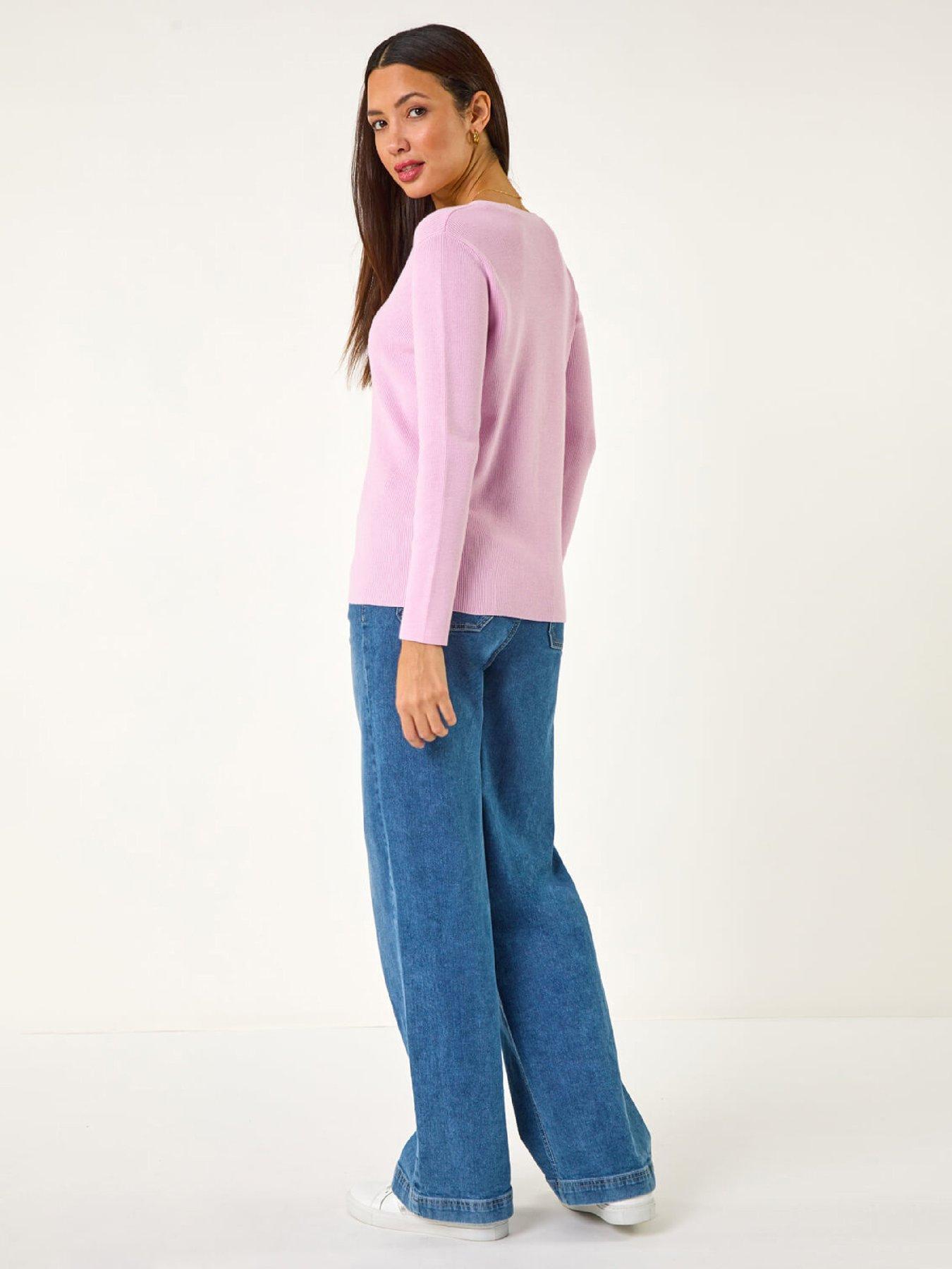 Image 2 of 5 of Roman Soft Knit V-neck Jumper - Pink