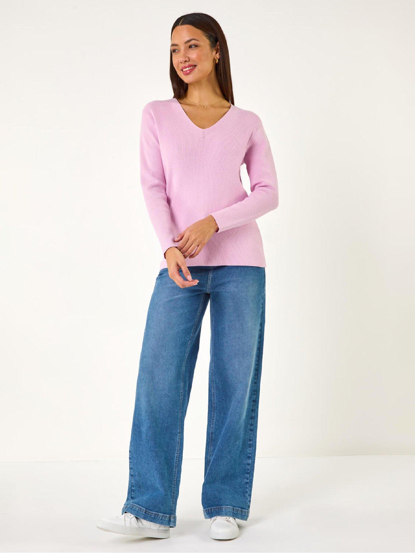 Image 3 of 5 of Roman Soft Knit V-neck Jumper - Pink