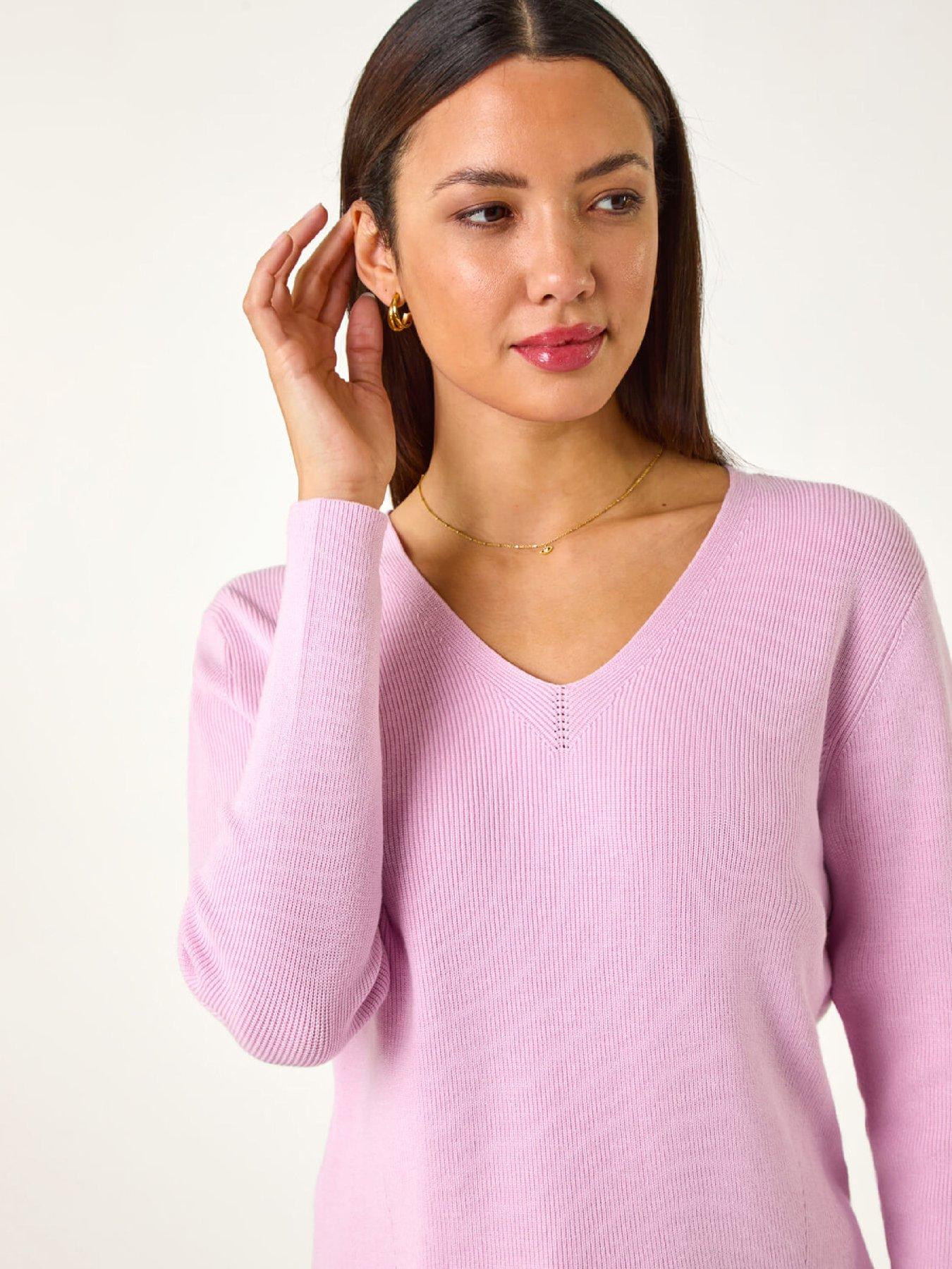 Image 4 of 5 of Roman Soft Knit V-neck Jumper - Pink