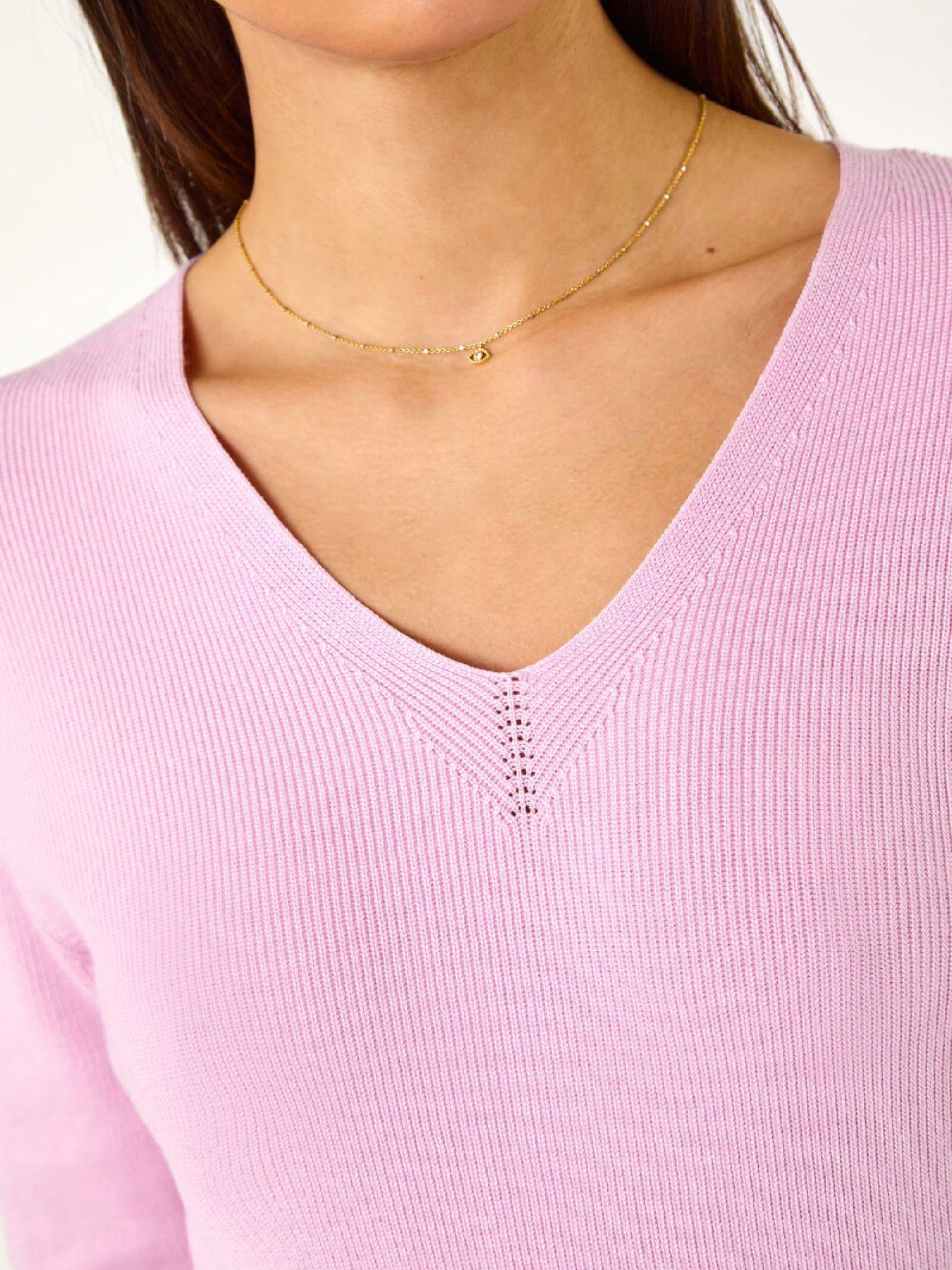 Image 5 of 5 of Roman Soft Knit V-neck Jumper - Pink