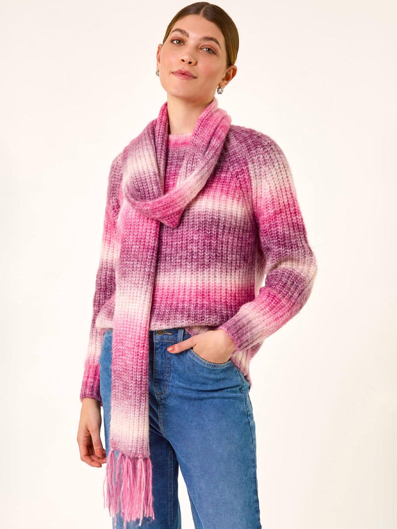 Roman Ombre Knit Scarf  &  Jumper - Pink
