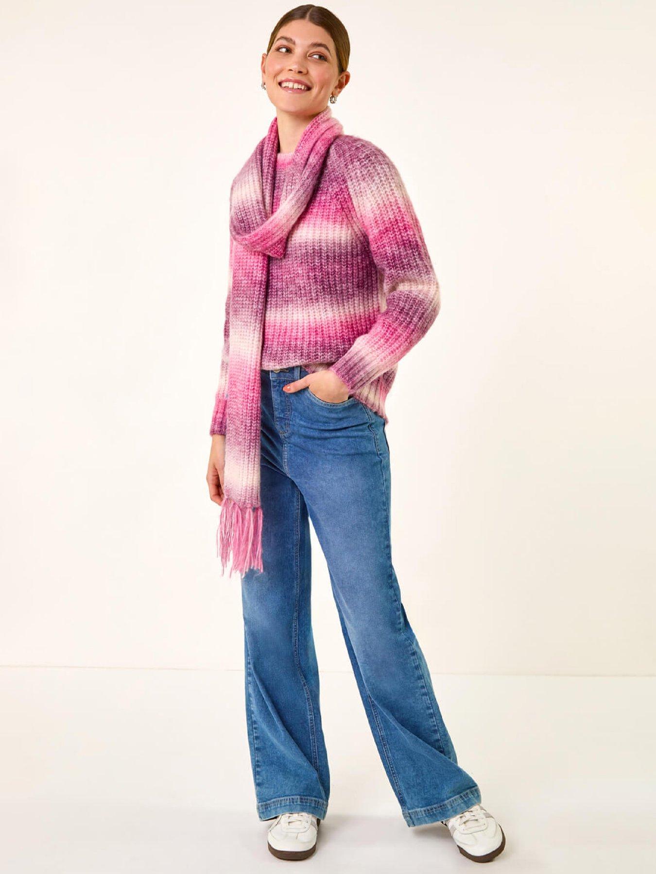 Image 3 of 5 of Roman Ombre Knit Scarf &amp; Jumper - Pink