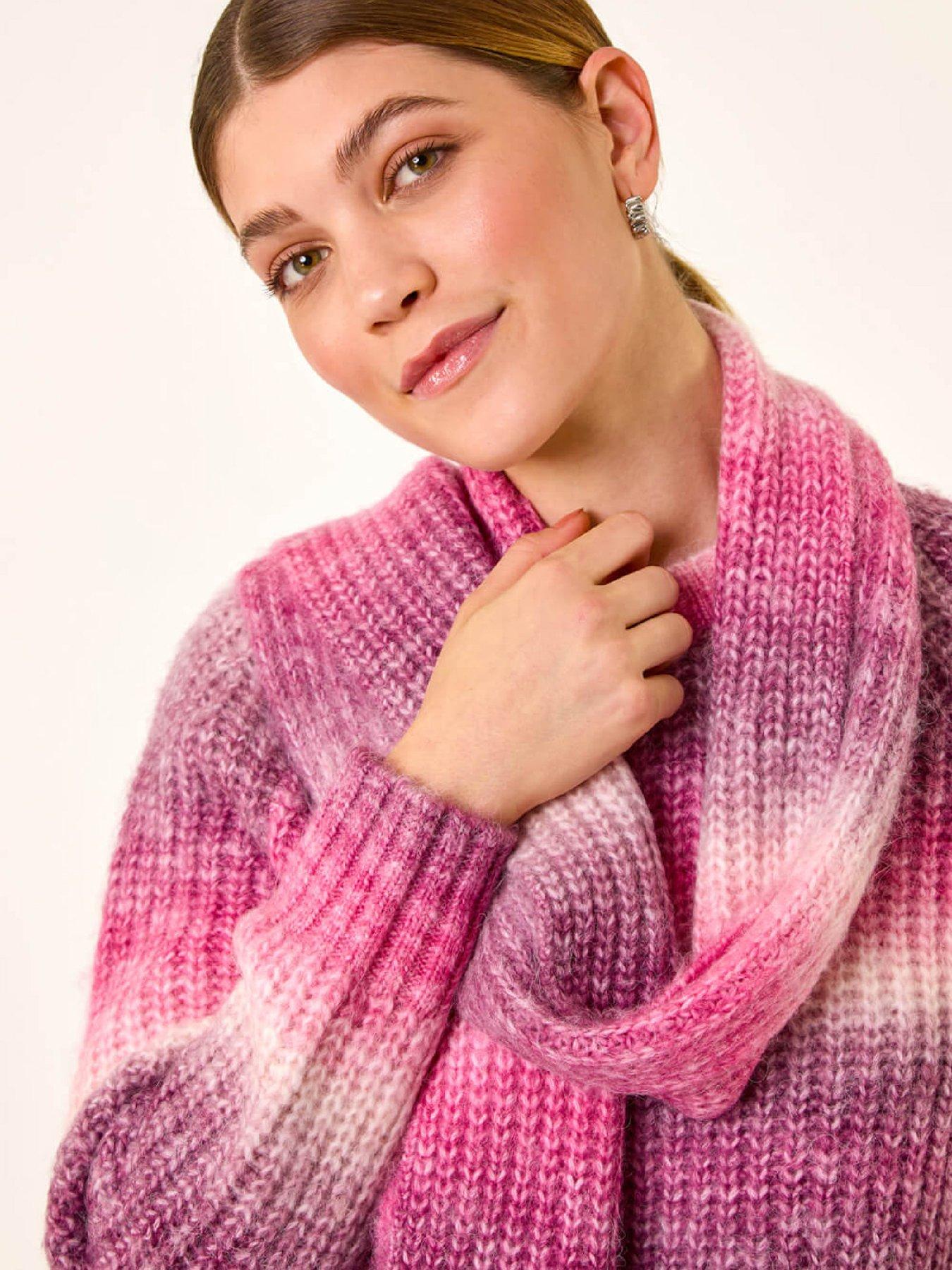 Image 4 of 5 of Roman Ombre Knit Scarf &amp; Jumper - Pink