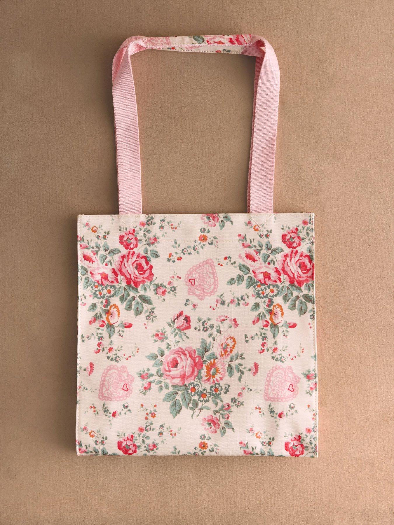  image of cath-kidston-medium-bookbag-hackney-rose-print-cream