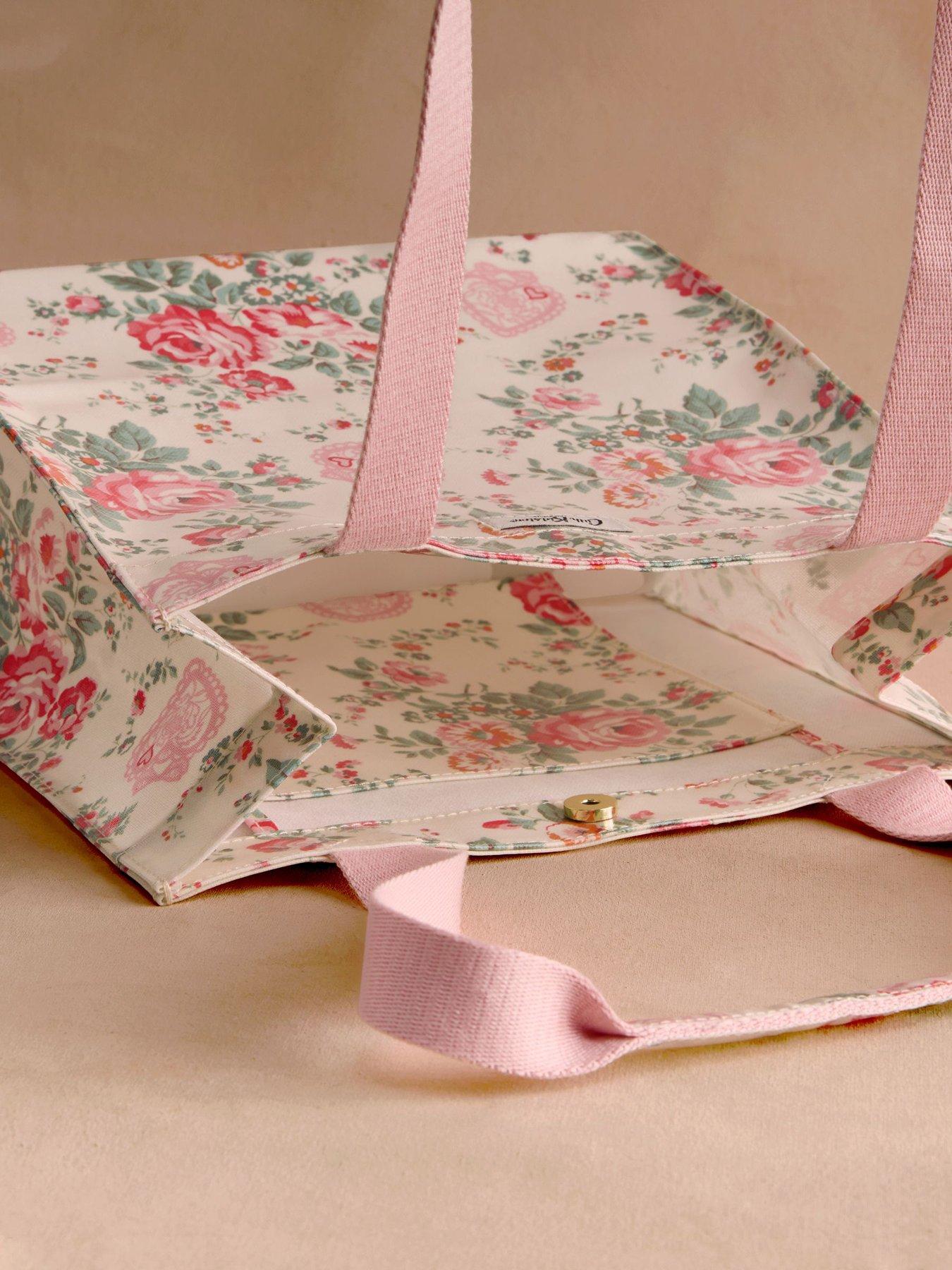  image of cath-kidston-medium-bookbag-hackney-rose-print-cream
