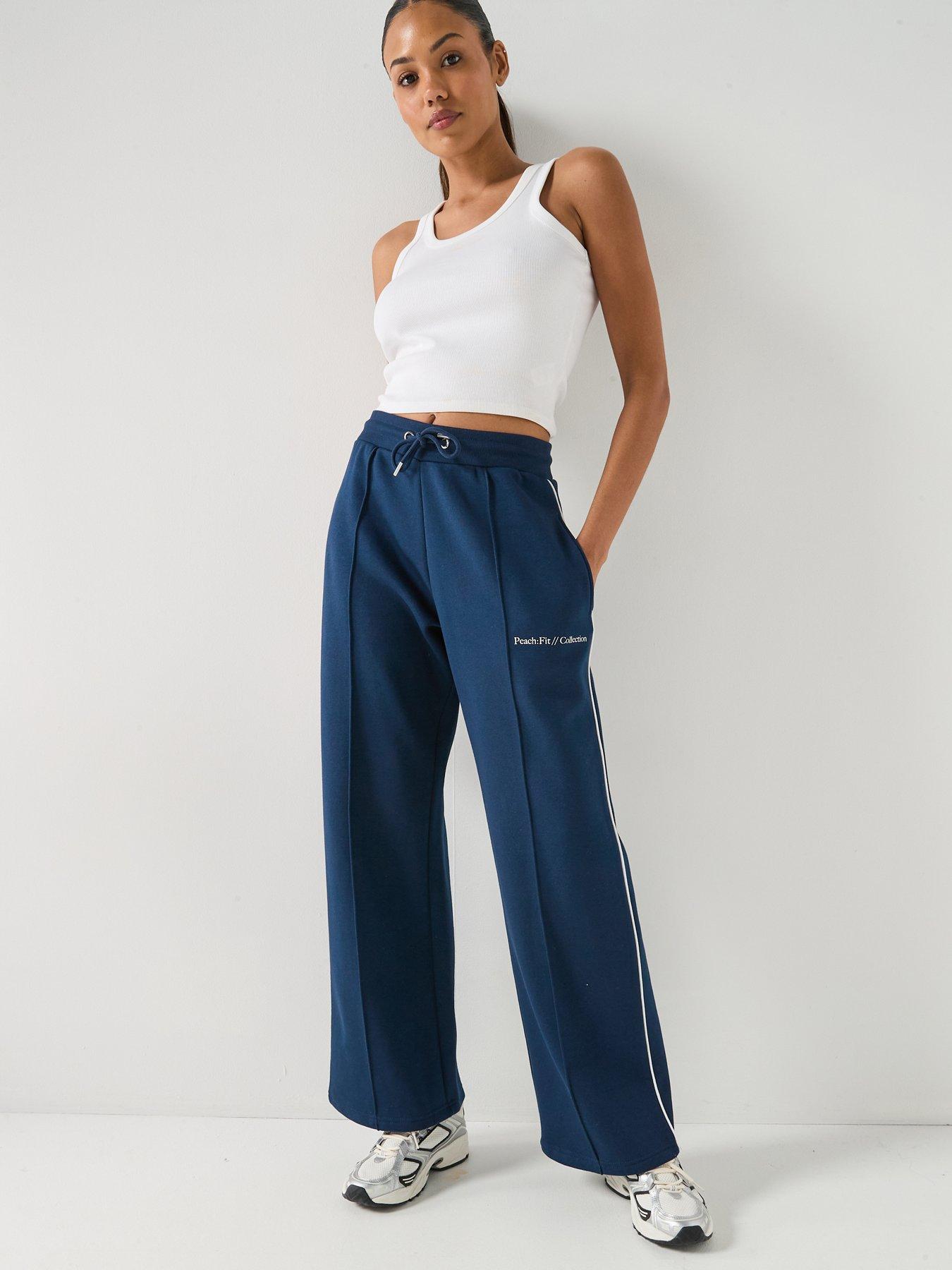 Peach Fit Womens Cotton Poly Joggers - Navy