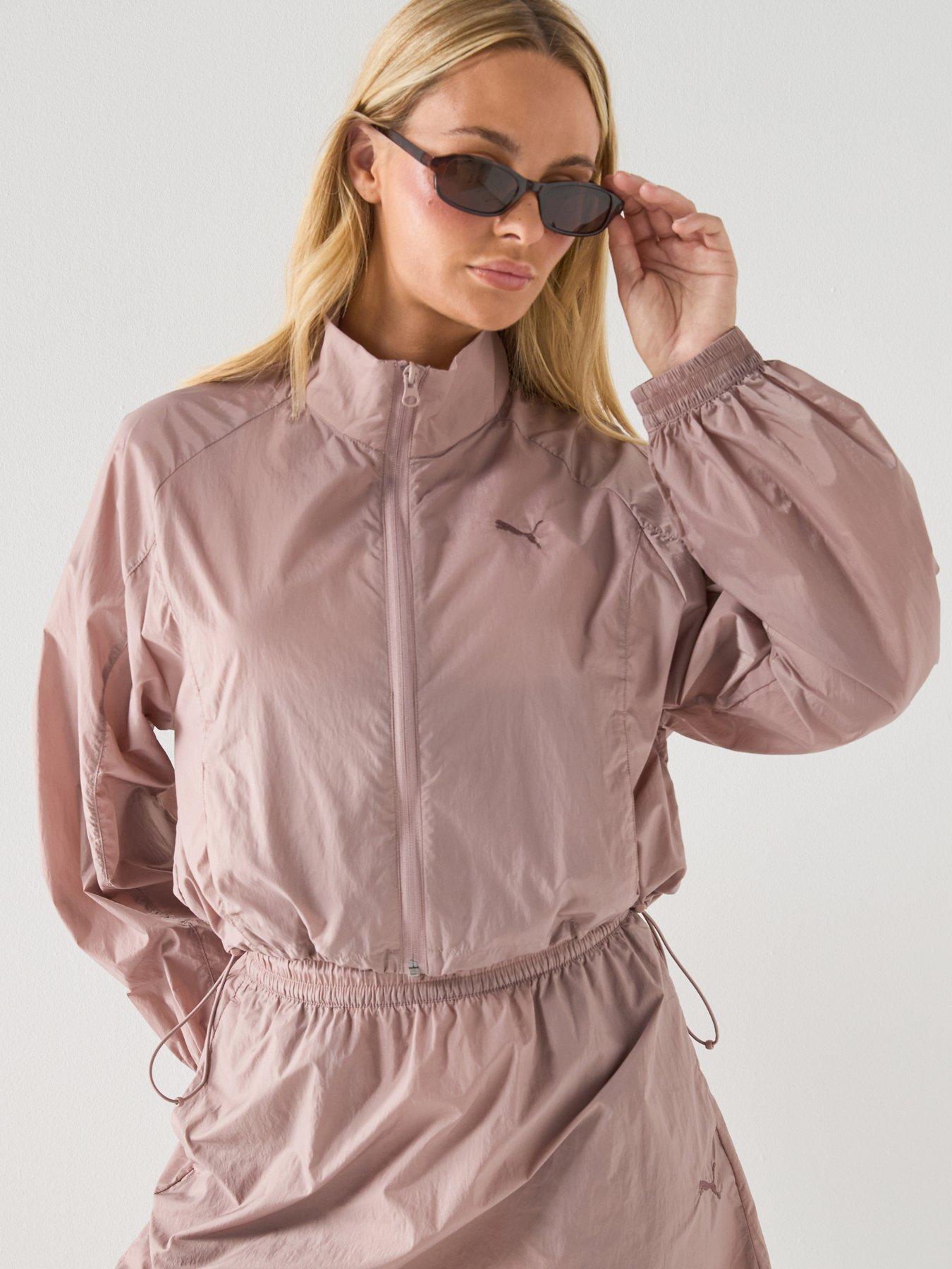 Puma Womens Her Relaxed Full-Zip Woven Jacket - Beige