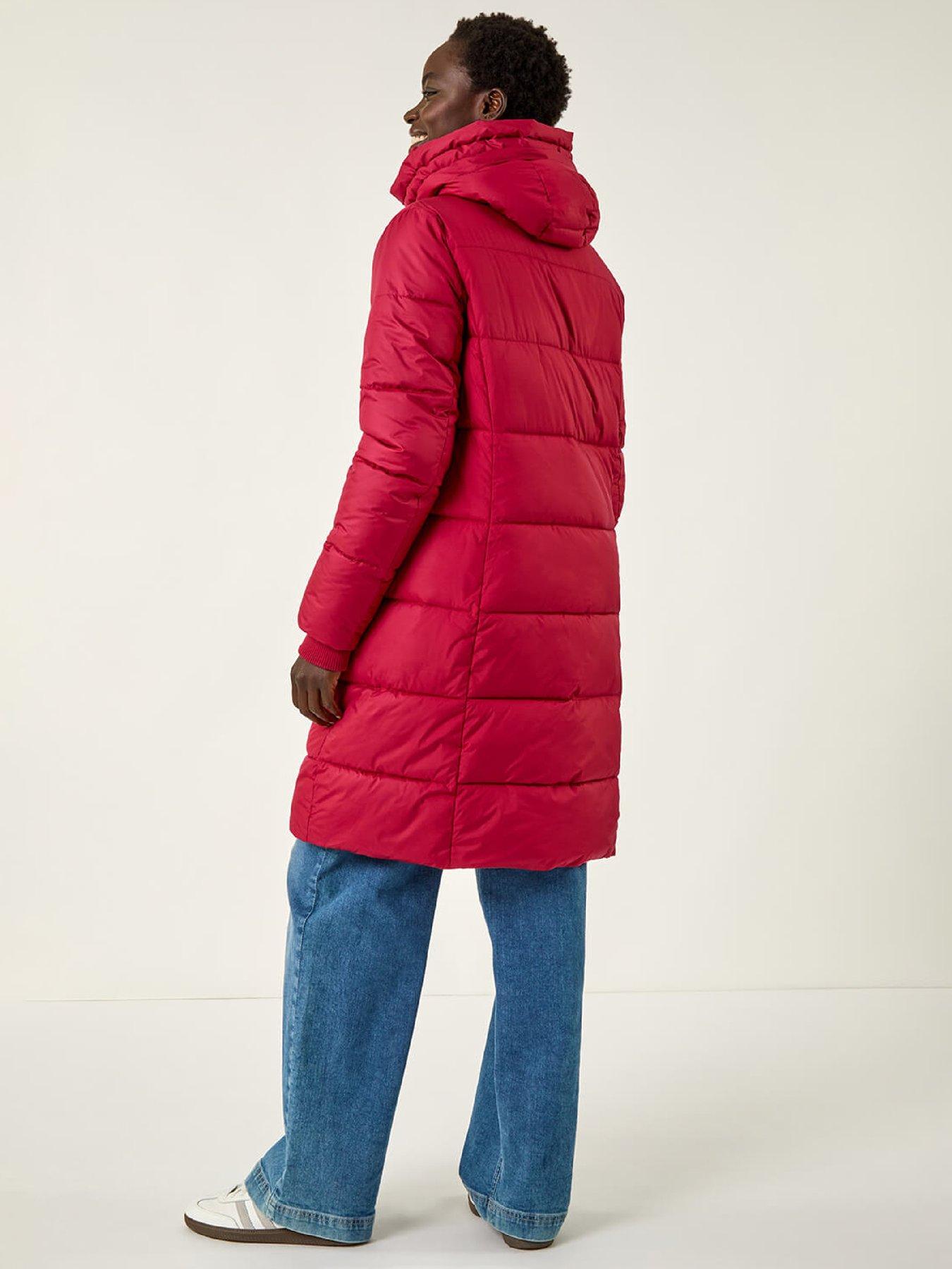  image of roman-longline-padded-hooded-coat-red