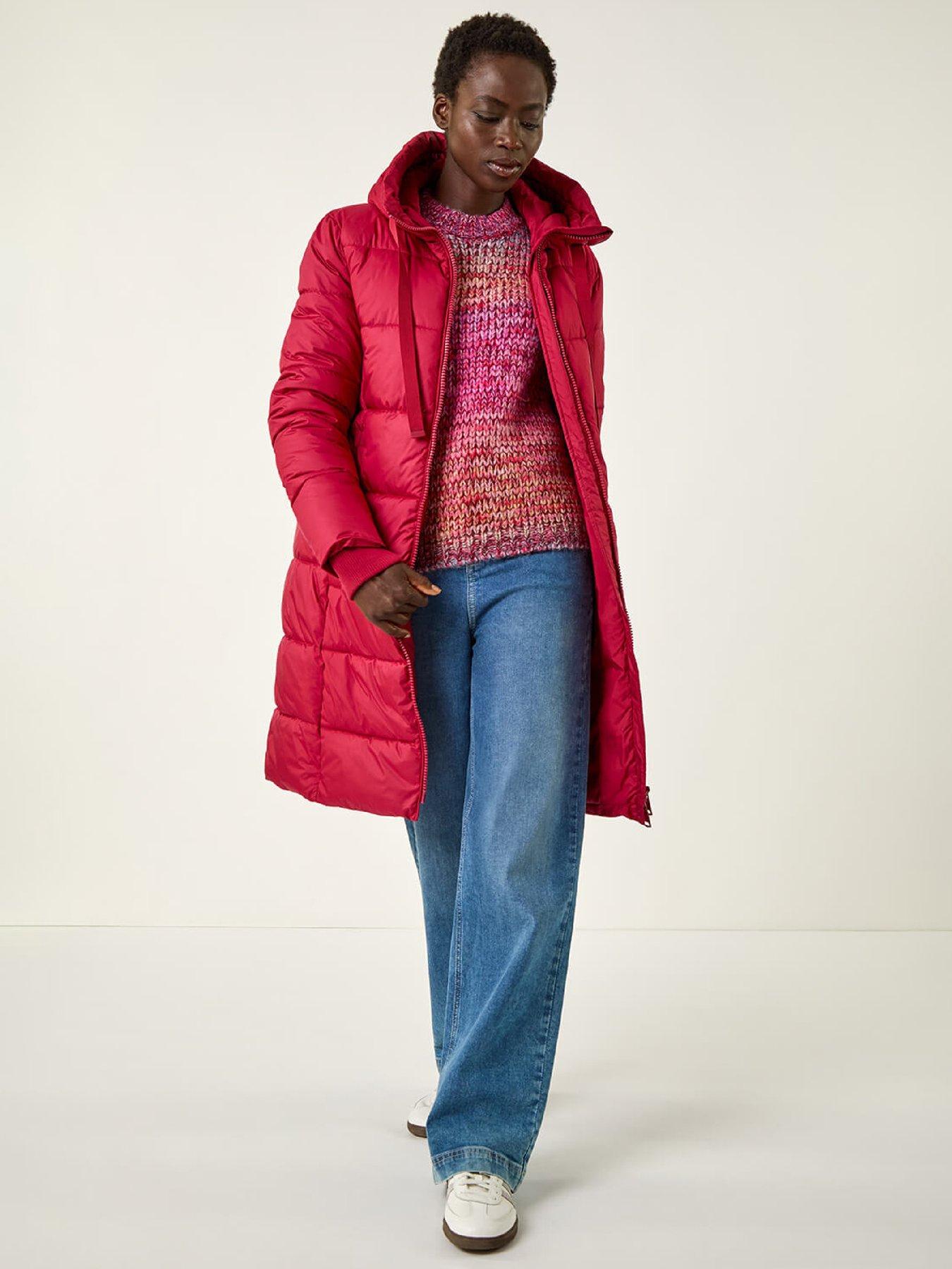  image of roman-longline-padded-hooded-coat-red