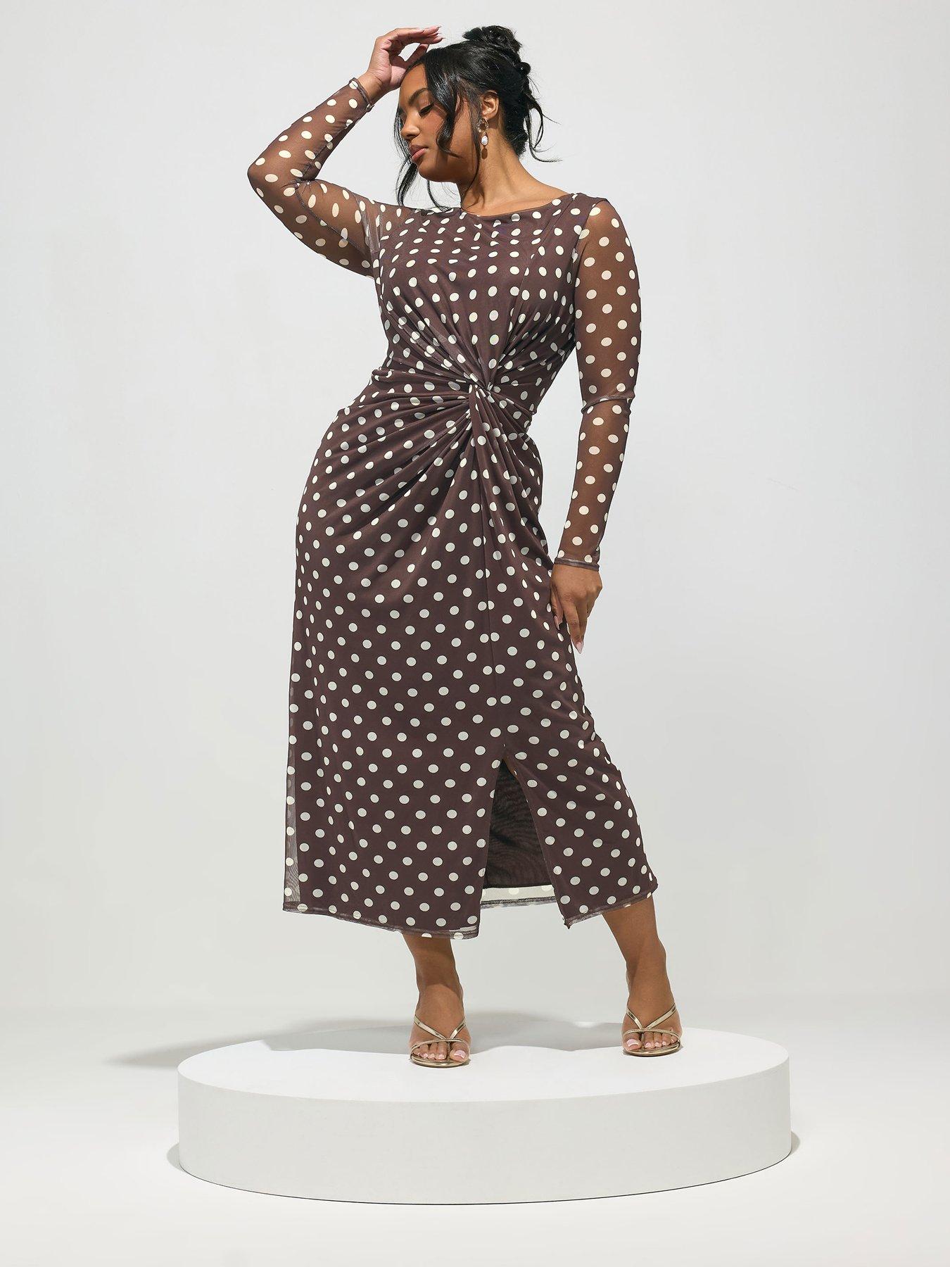 yours-curve-polkadot-side-knot-dress