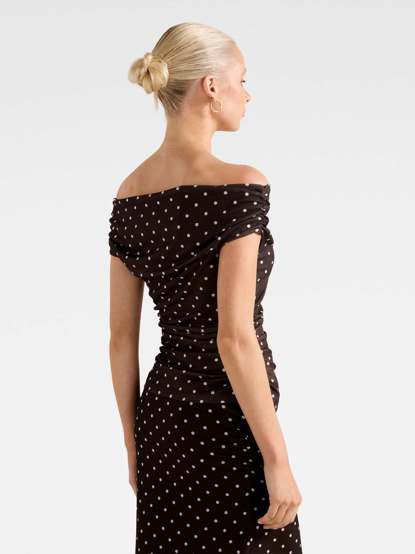 Image 2 of 5 of Forever New Mimi Off Shoulder Mesh Co-ord Top