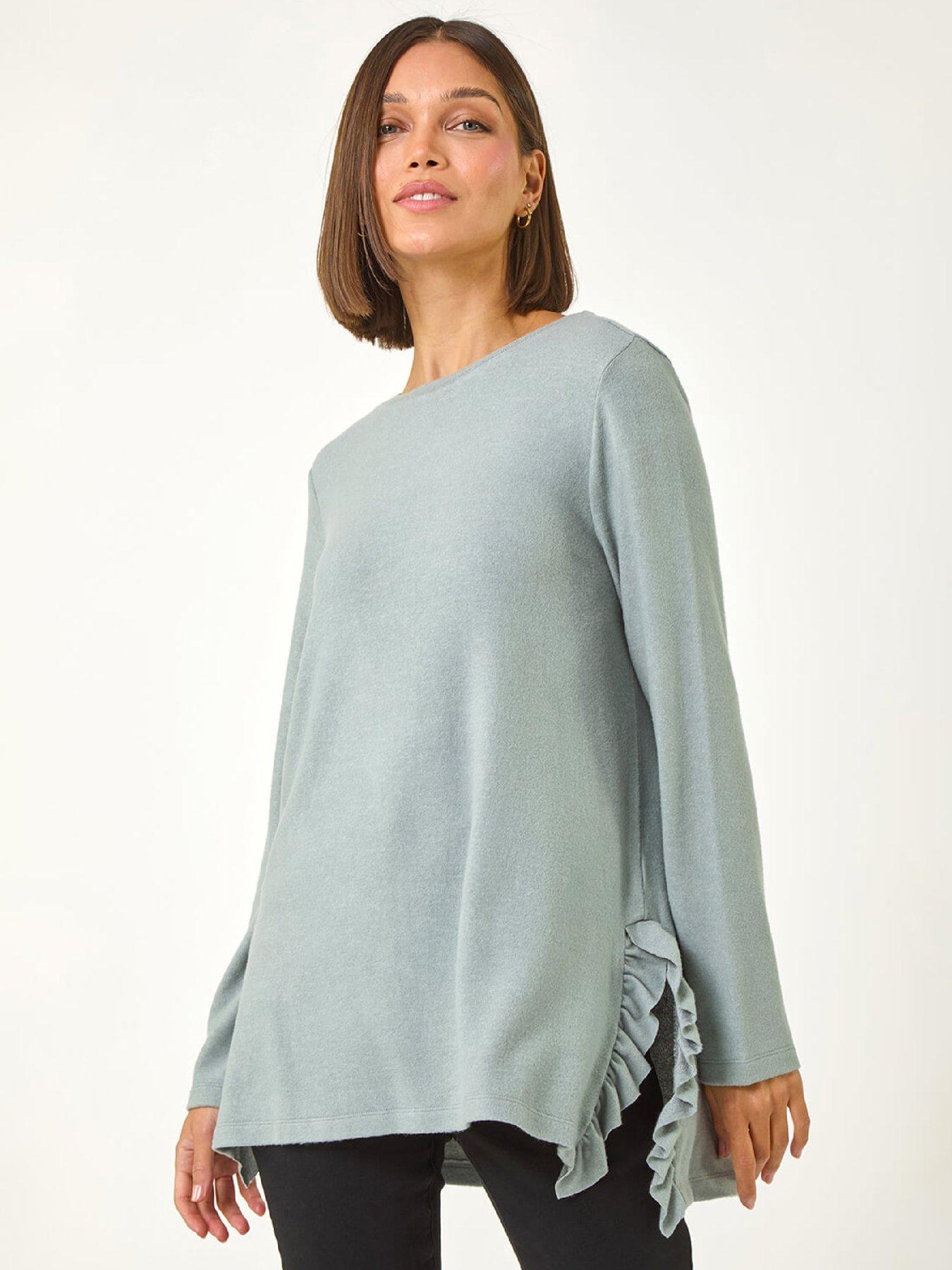 Image 1 of 5 of Roman Soft Touch Side Ruffle Top - Sage