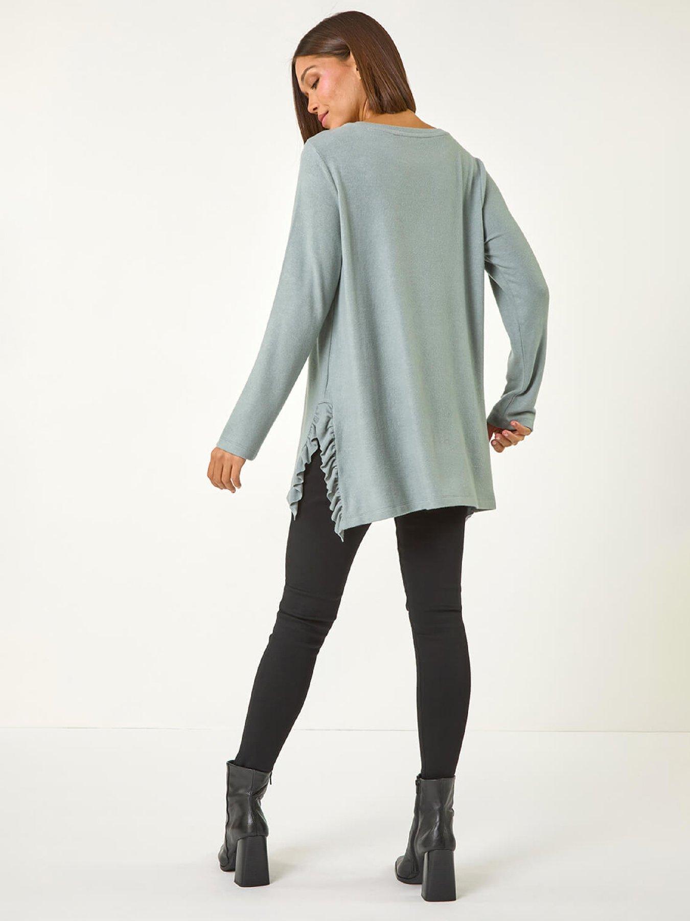 Image 2 of 5 of Roman Soft Touch Side Ruffle Top - Sage