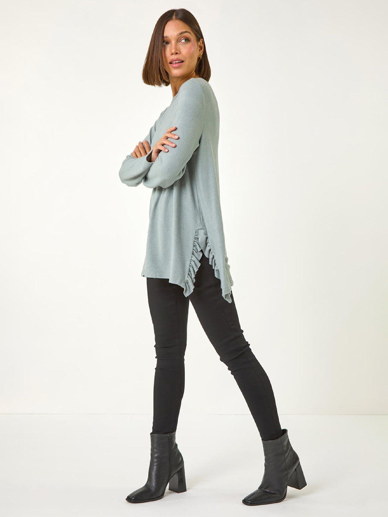 Image 3 of 5 of Roman Soft Touch Side Ruffle Top - Sage