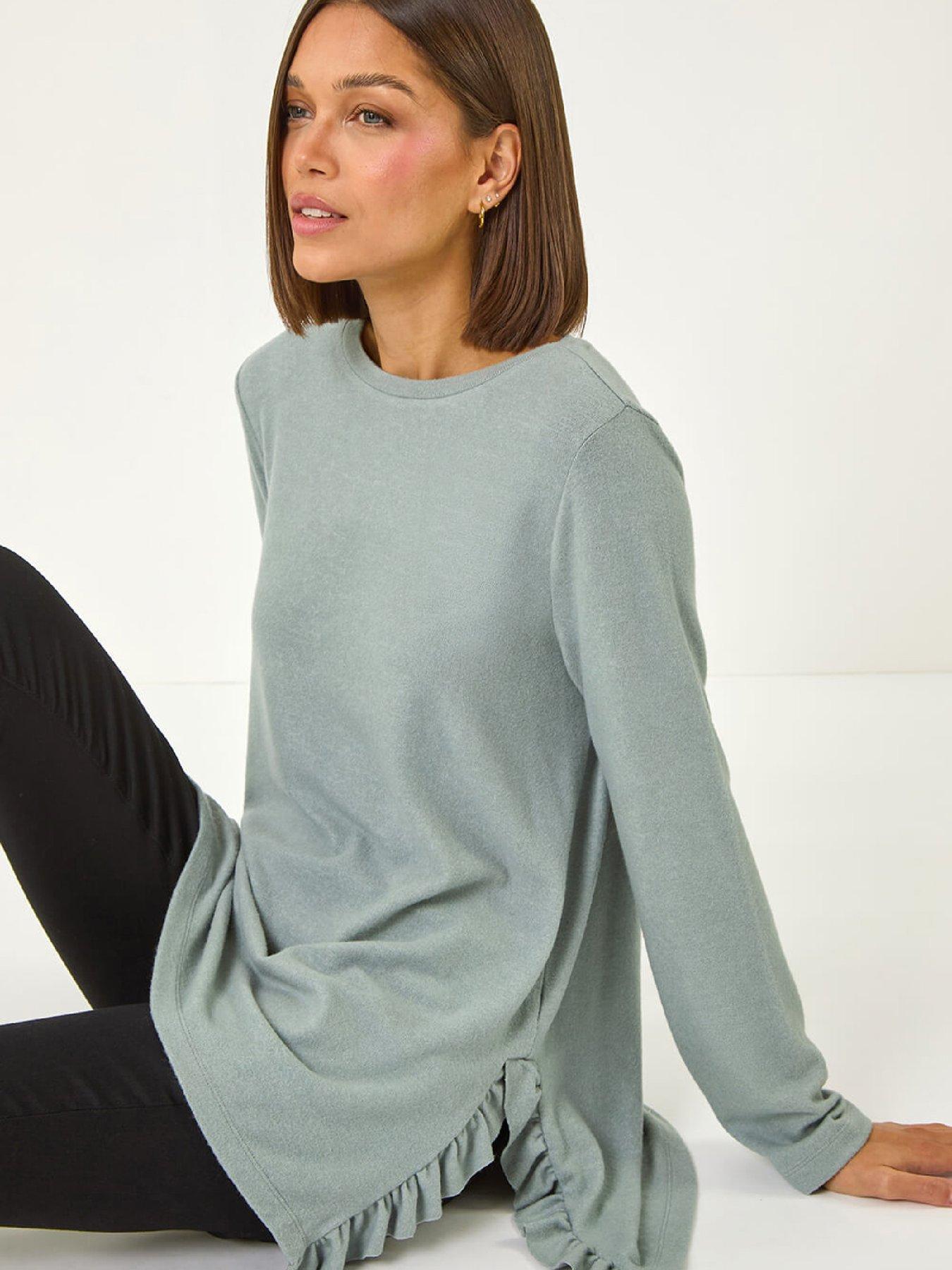 Image 4 of 5 of Roman Soft Touch Side Ruffle Top - Sage