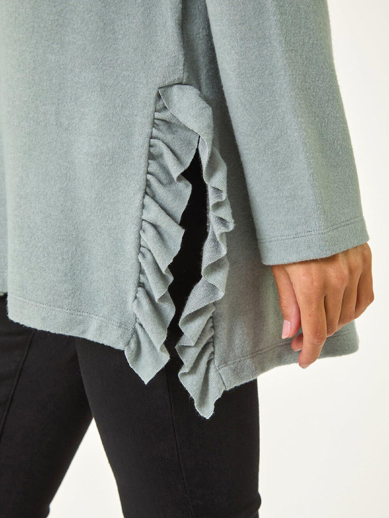Image 5 of 5 of Roman Soft Touch Side Ruffle Top - Sage