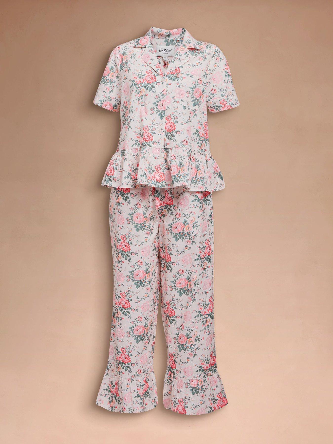 Image 6 of 7 of Cath Kidston Button Through Pyjama Set Hackney Rose Print - Cream
