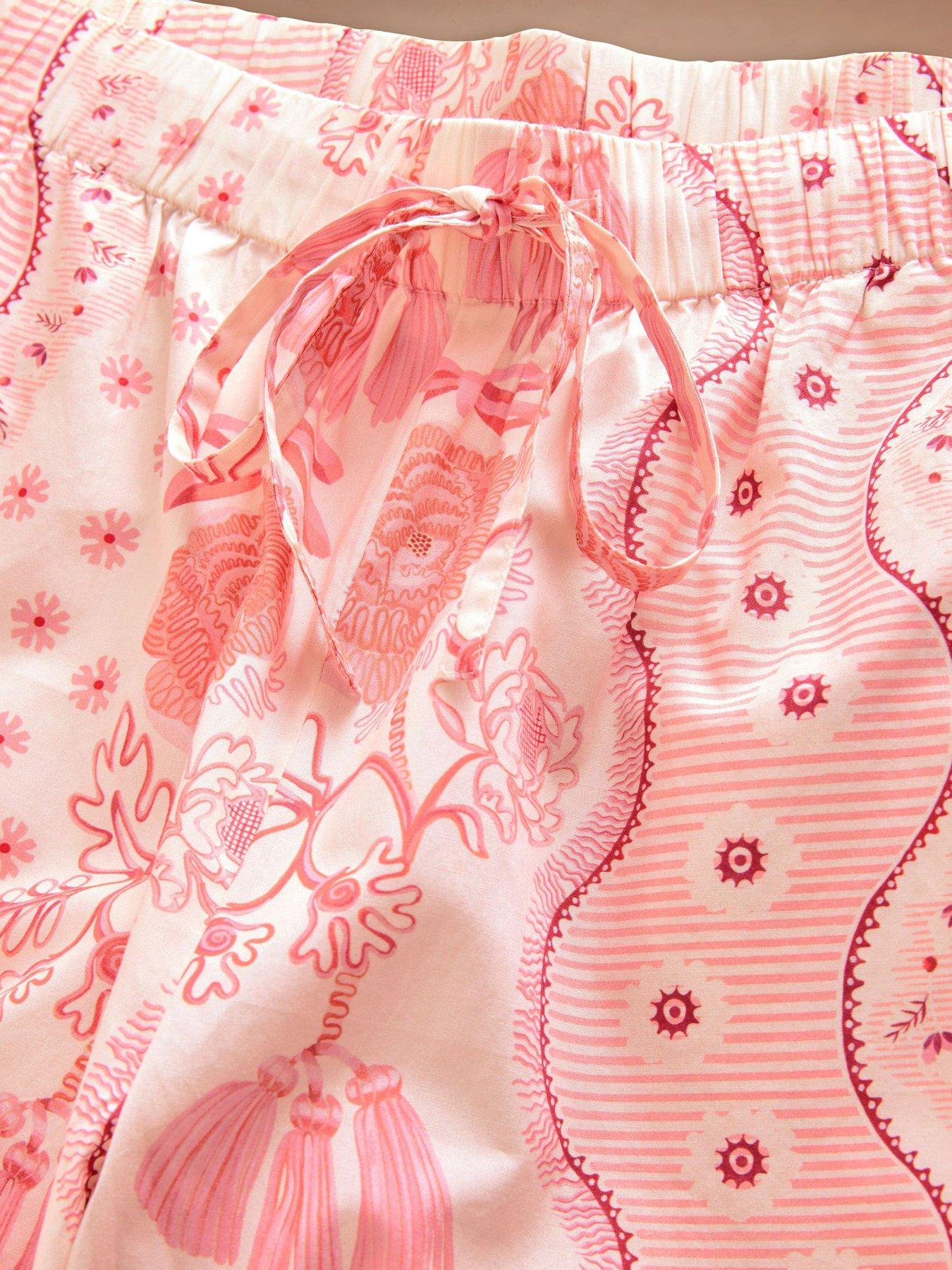  image of cath-kidston-button-through-pyamaj-set-spitalfields-silk-print-pink