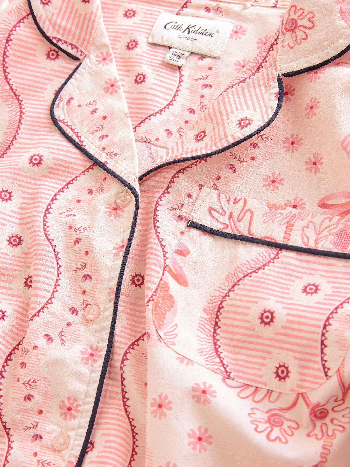 Image 7 of 7 of Cath Kidston Button Through Pyjama Set Spitalfields Silk Print - Pink