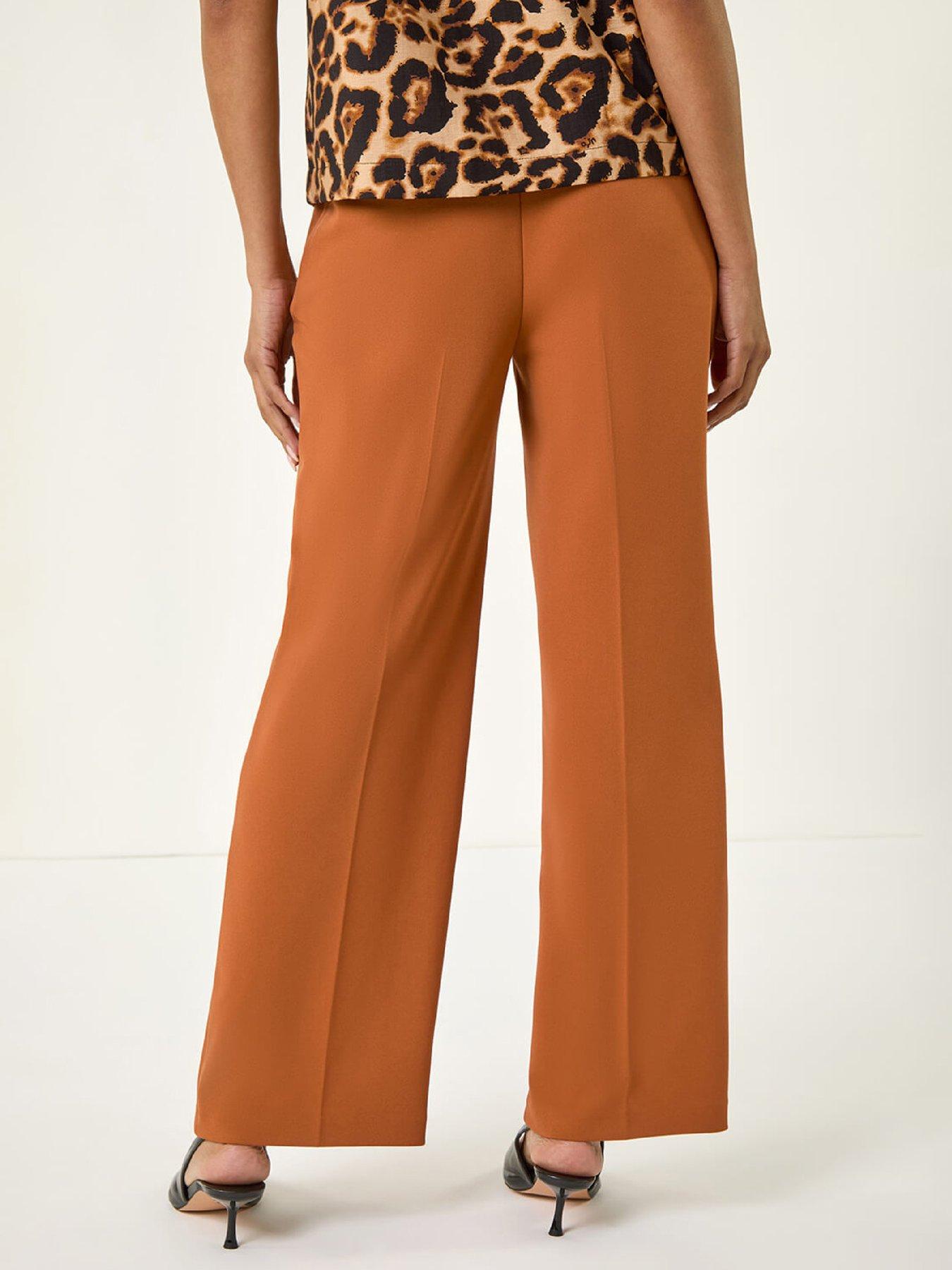 Image 2 of 5 of Roman Wide Leg Stretch Trousers - Rust