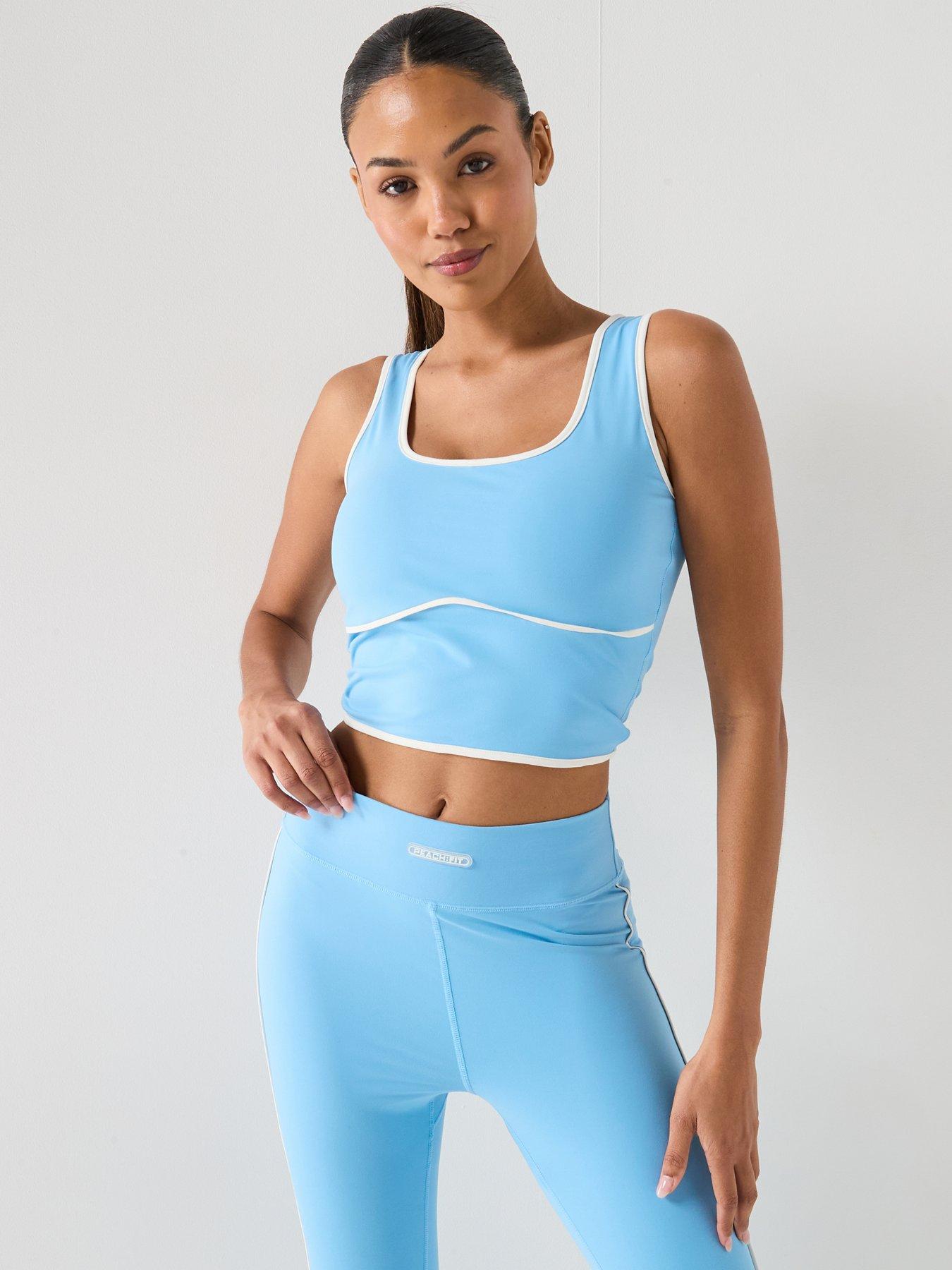 Peach Fit Womens Cropped Vest Top - Blue