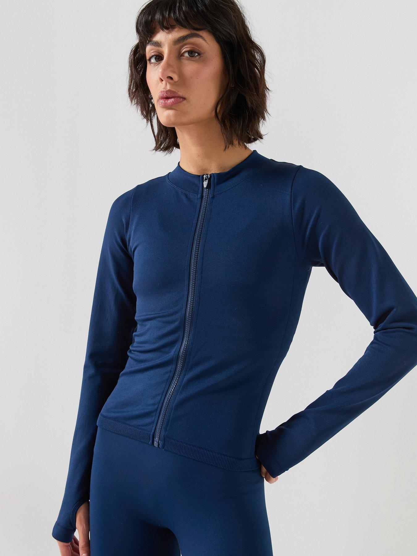 Peach Fit Womens Zip Through Top - Navy