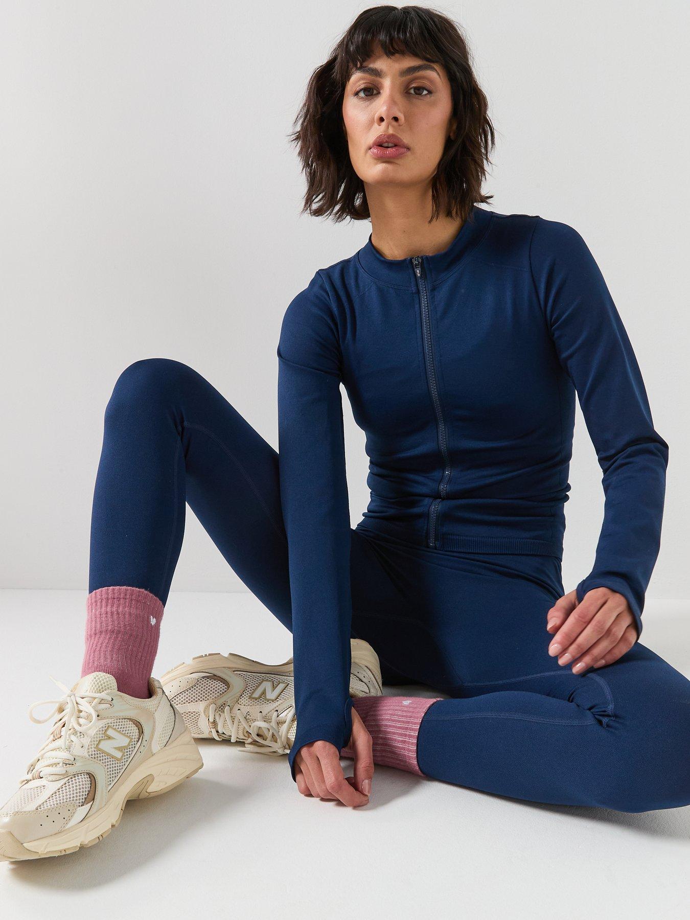 Image 6 of 6 of Peach Fit Womens Zip Through Top - Navy