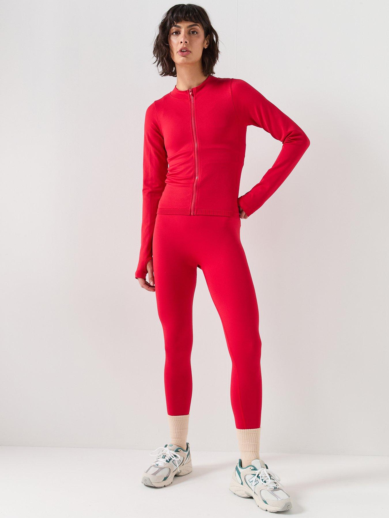 Image 3 of 6 of Peach Fit Womens Zip Through Top - Red
