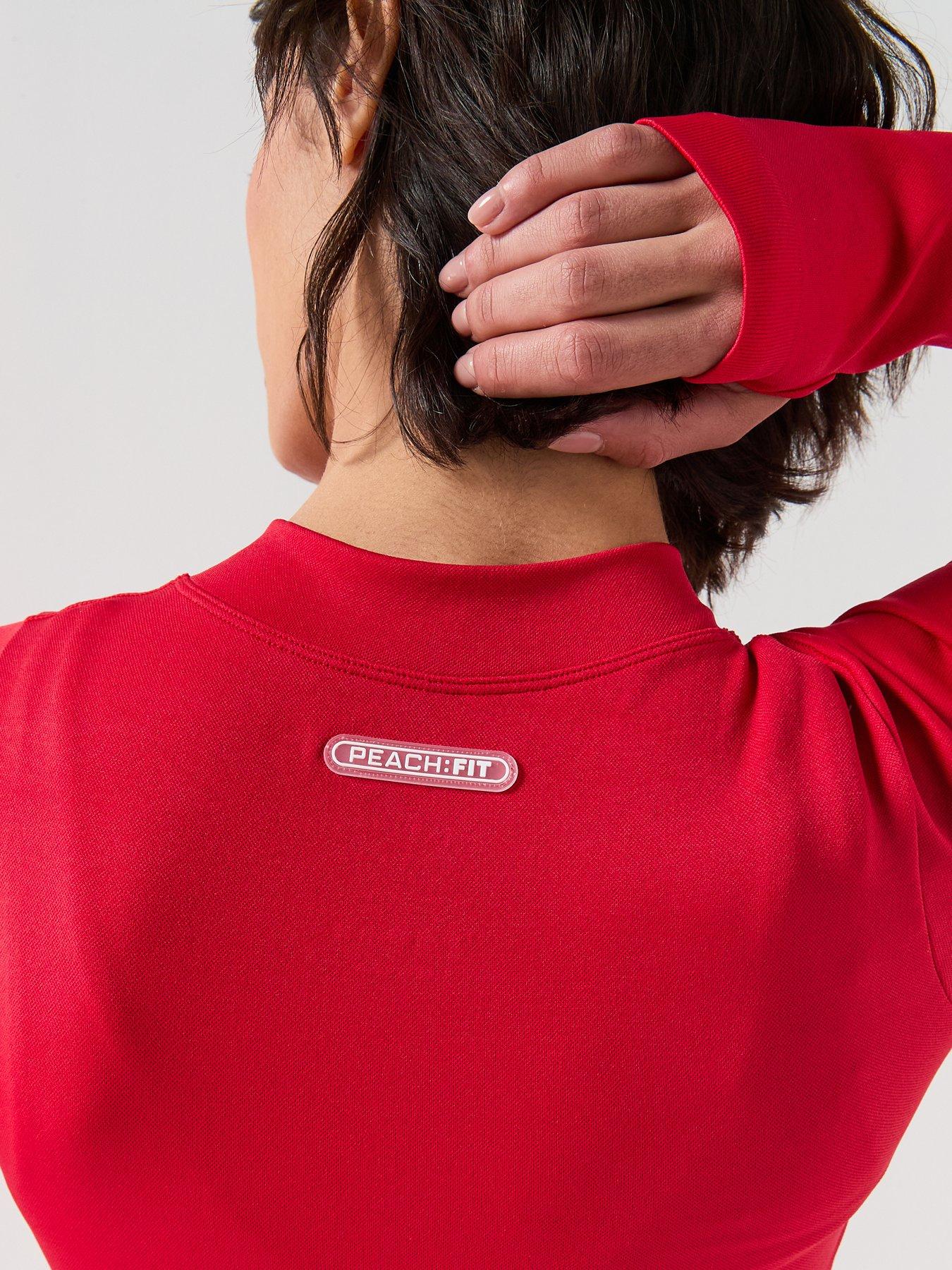 Image 4 of 6 of Peach Fit Womens Zip Through Top - Red