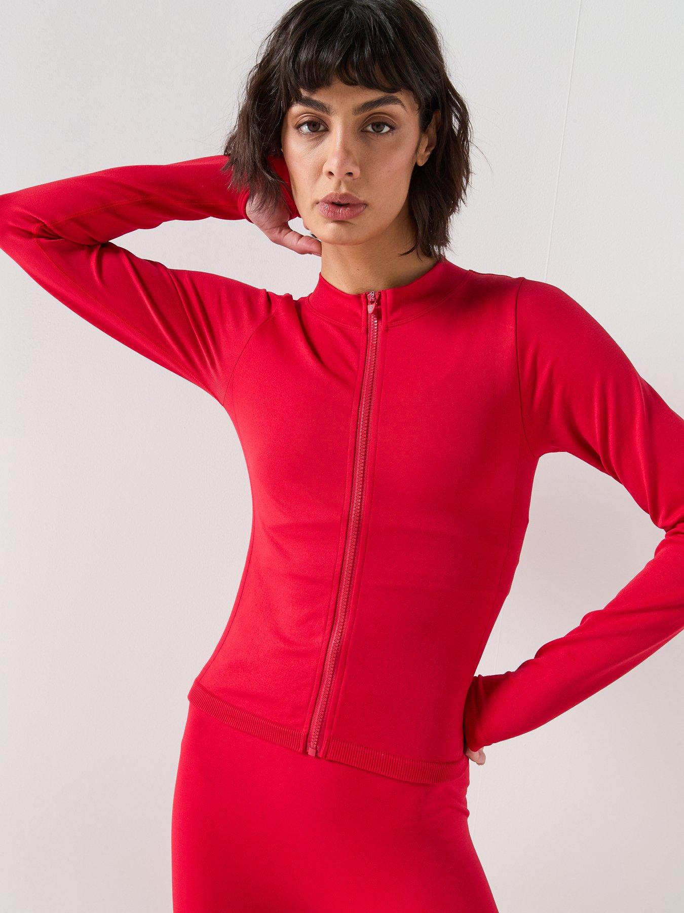 Image 6 of 6 of Peach Fit Womens Zip Through Top - Red