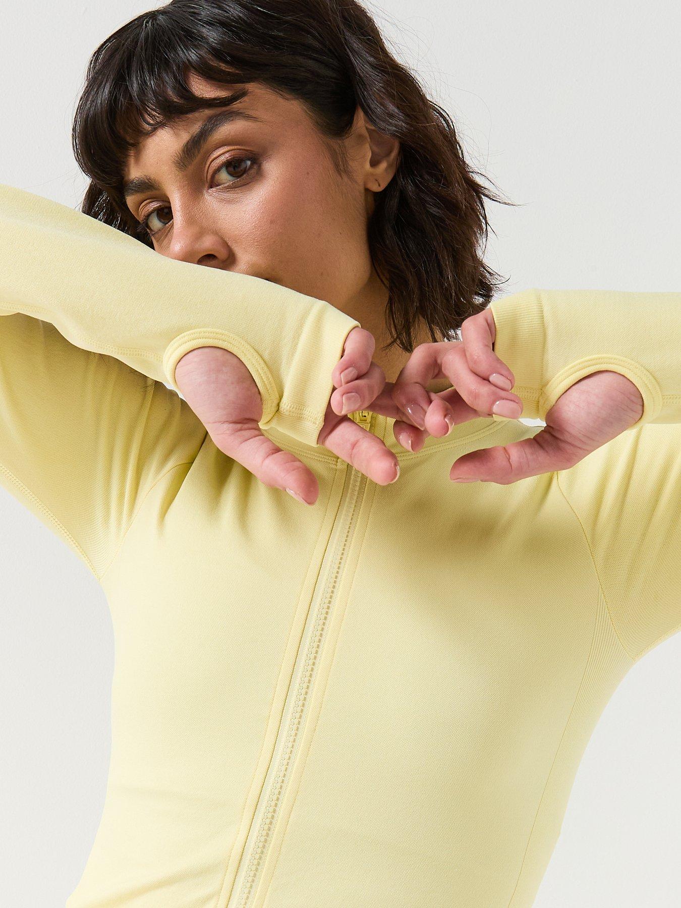 Image 4 of 6 of Peach Fit Womens Zip Through Top - Yellow