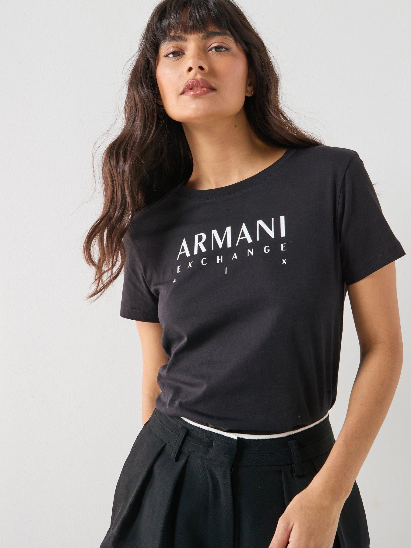 front image of armani-exchange-t-shirt-black