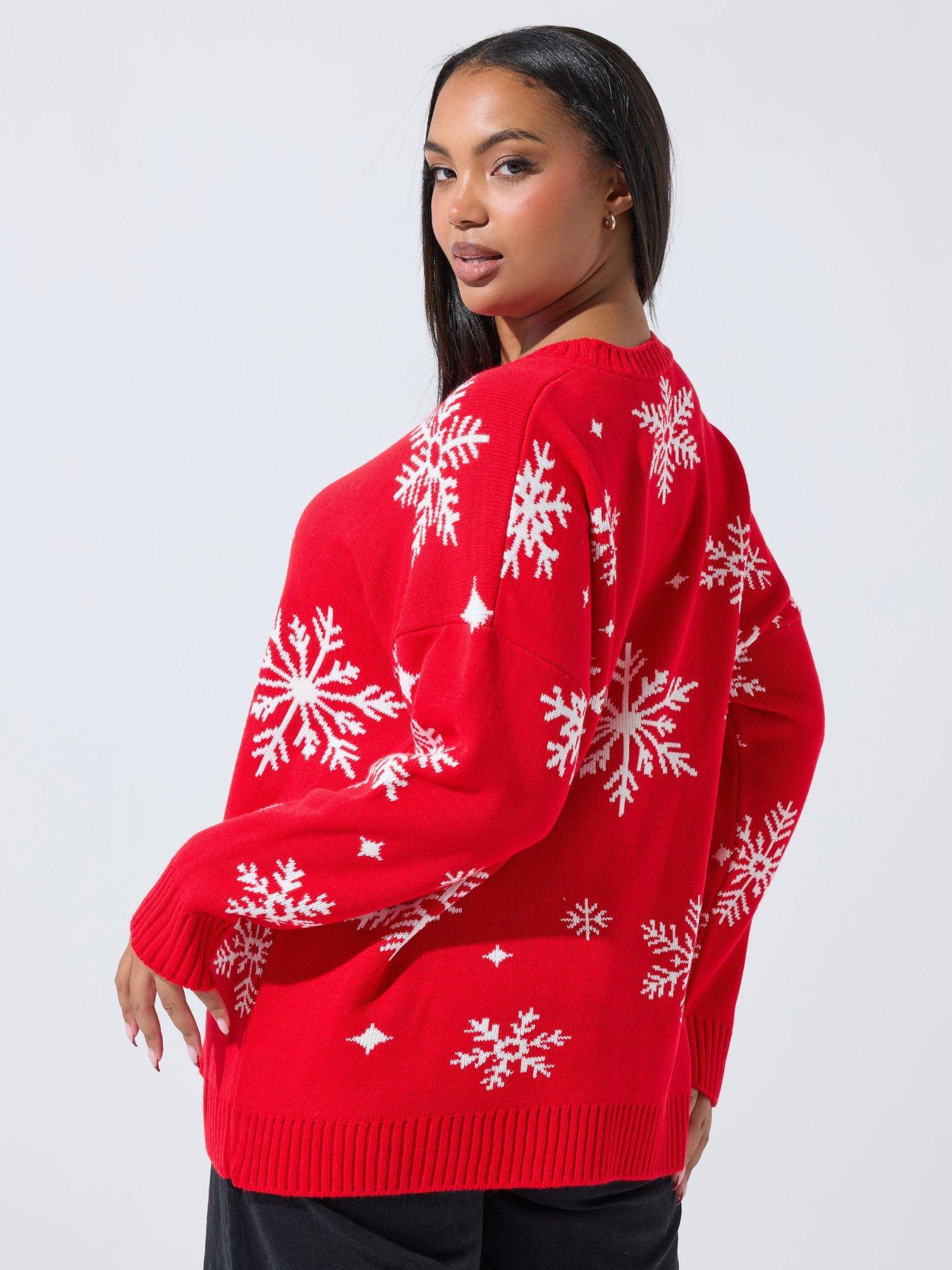 Image 2 of 6 of Yours Curve Snowflake Jumper - Red