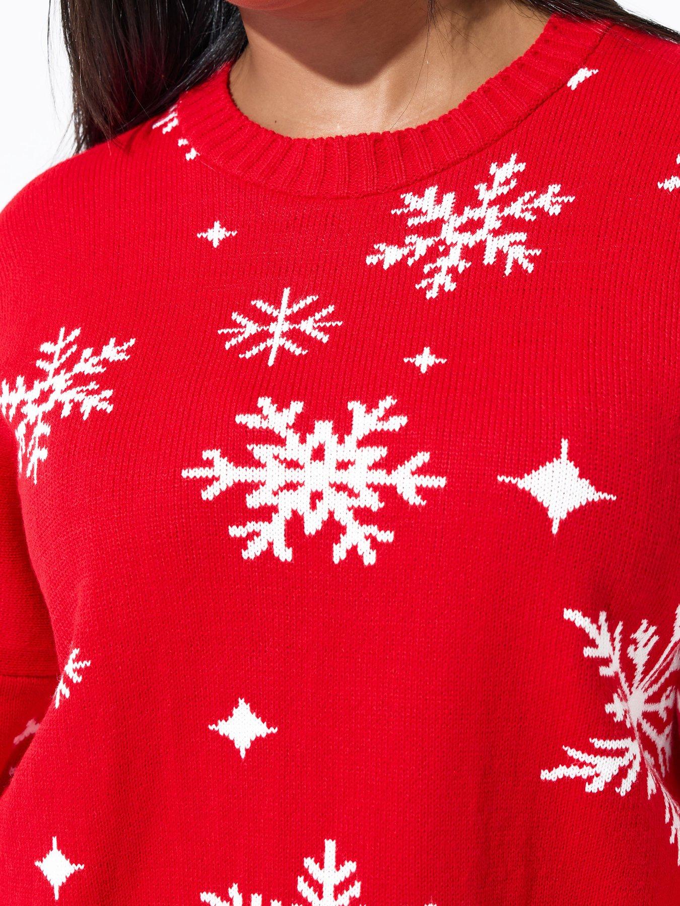 Image 5 of 6 of Yours Curve Snowflake Jumper - Red