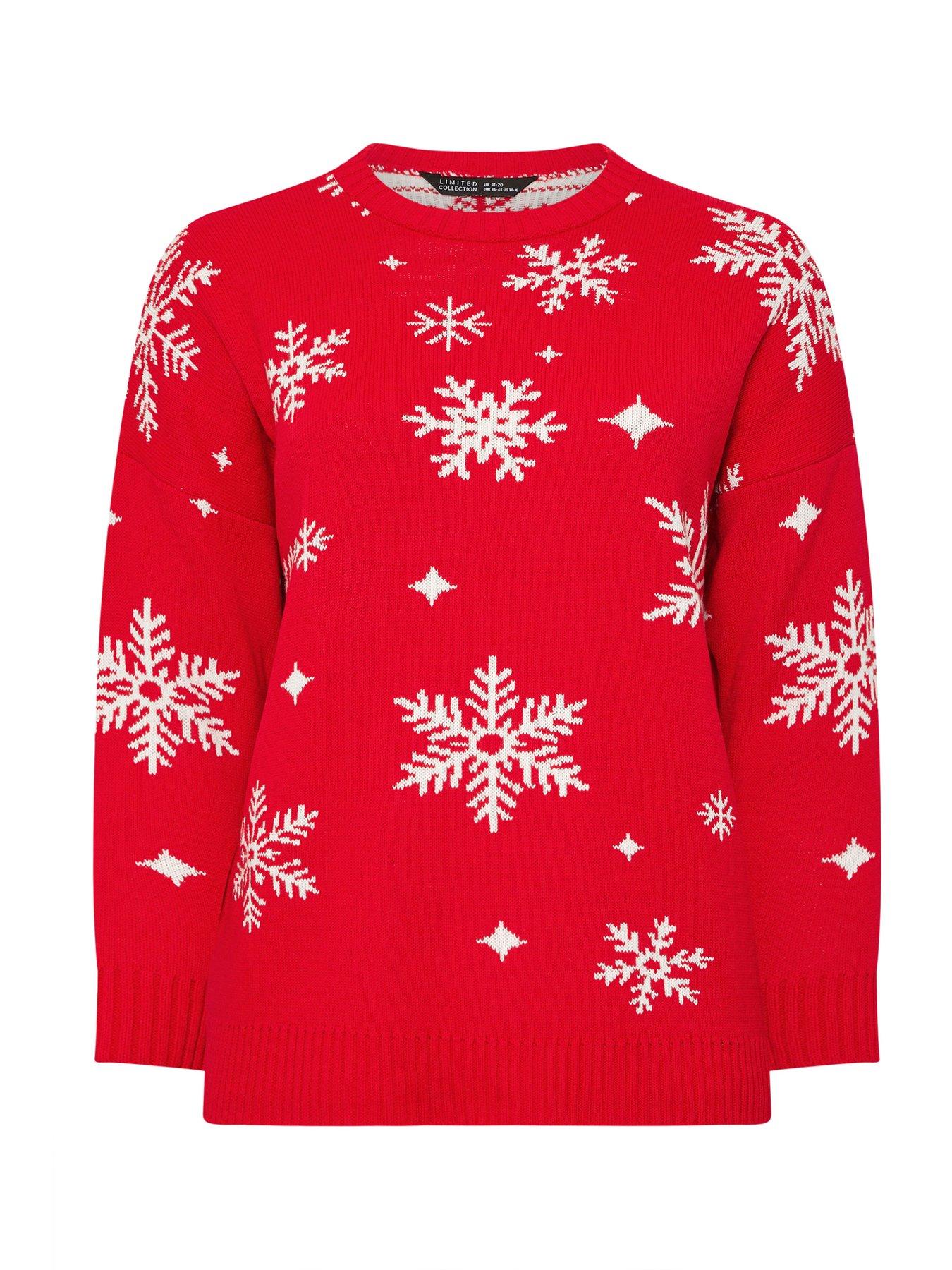 Image 6 of 6 of Yours Curve Snowflake Jumper - Red