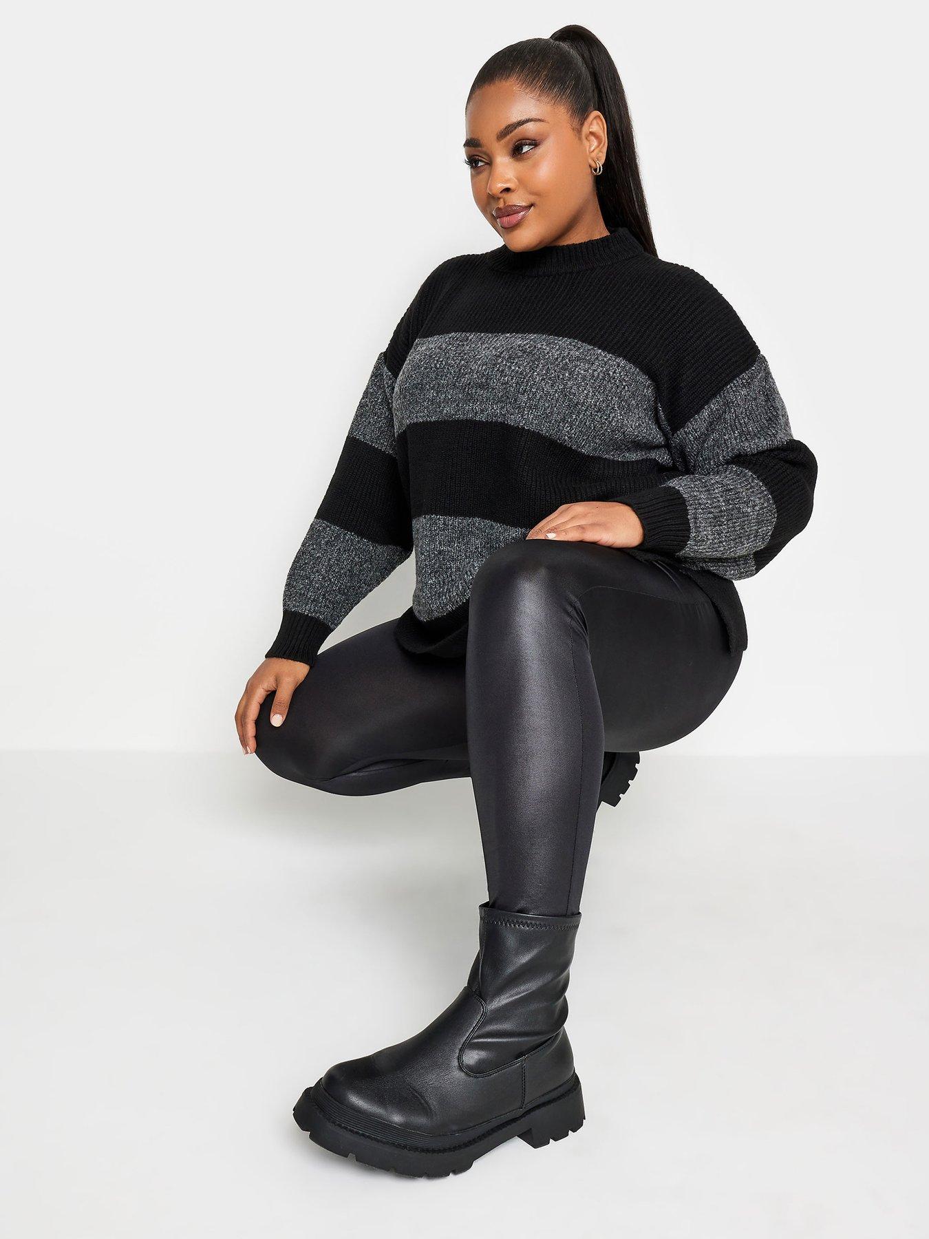 Image 1 of 4 of Yours Curve Wet Look Legging - Black