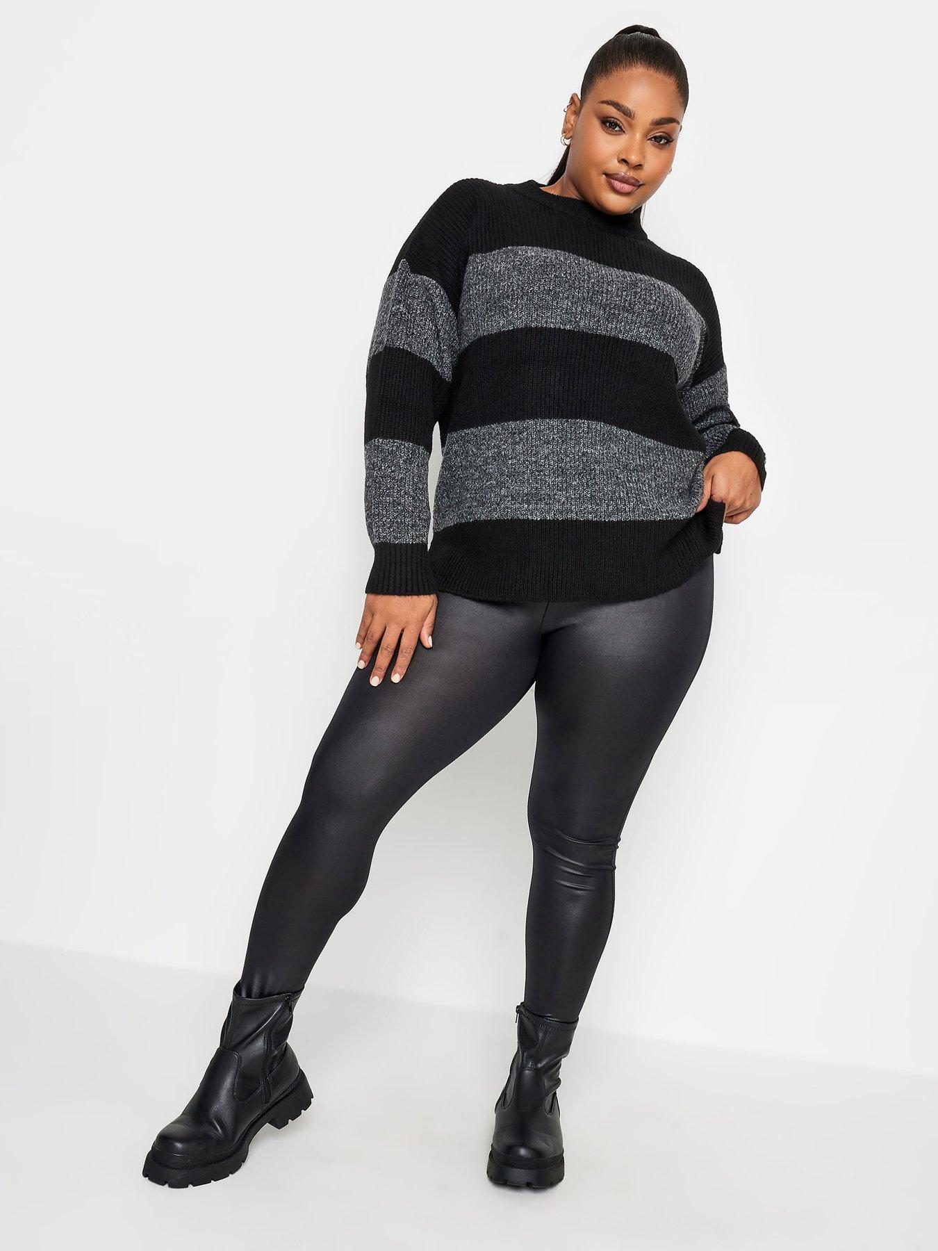 Image 3 of 4 of Yours Curve Wet Look Legging - Black