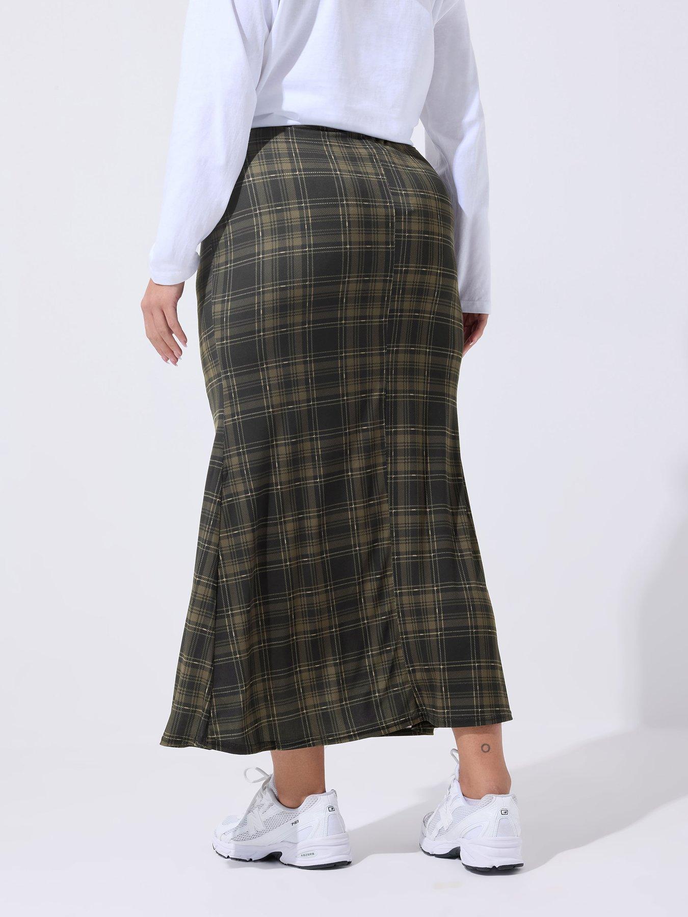  image of yours-curve-check-midi-skirt