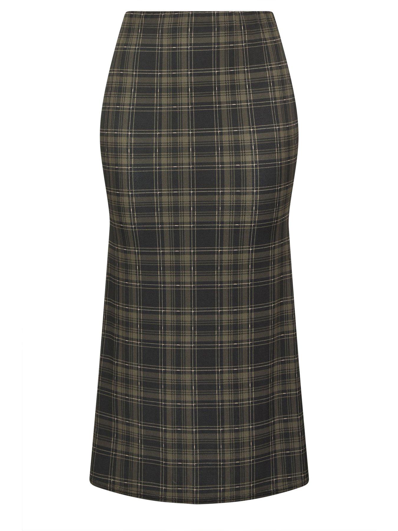  image of yours-curve-check-midi-skirt