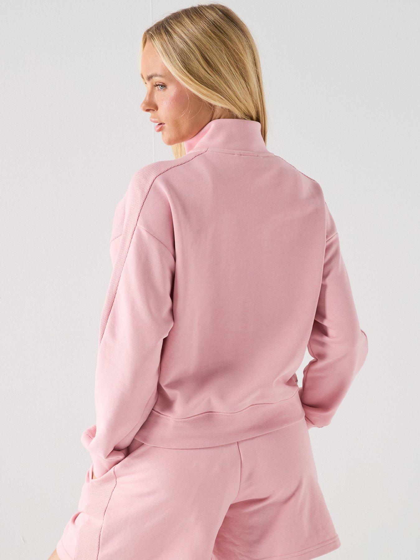  image of puma-womens-class-relaxed-half-zip-crew-pink