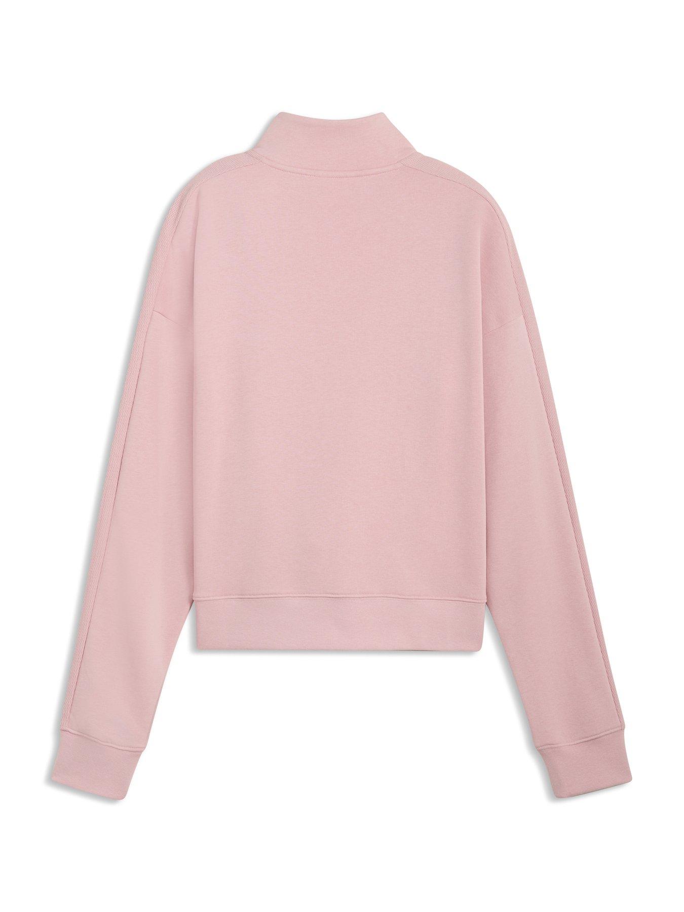  image of puma-womens-class-relaxed-half-zip-crew-pink