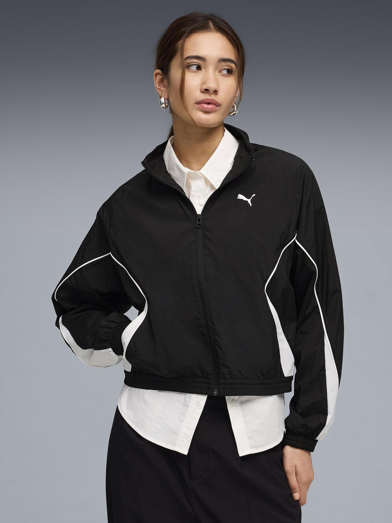 Puma Womens Sport Relaxed Woven Full-Zip Jacket - Black
