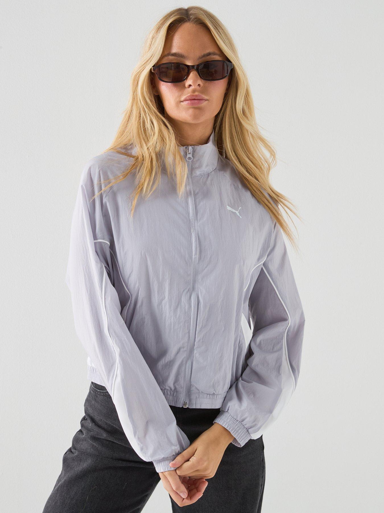 Puma Womens Sport Relaxed Woven Full-Zip Jacket - Silver