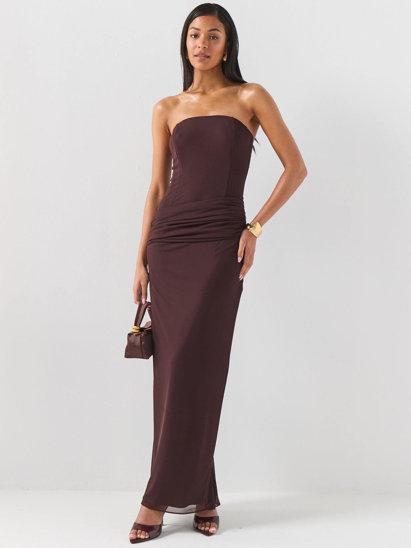 Forever New Kia Drape Mesh Maxi Dress - Brown