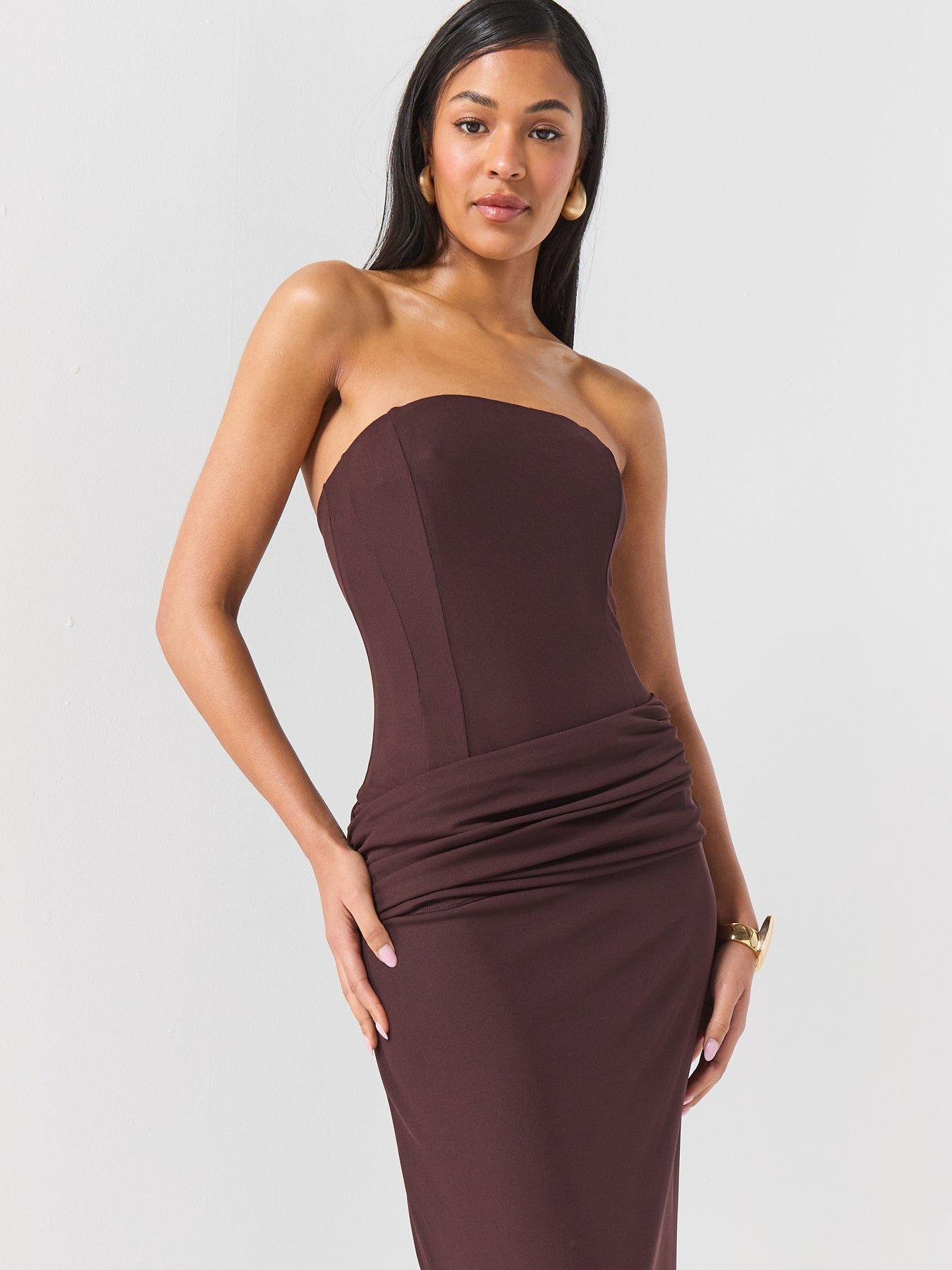  image of forever-new-kia-drape-mesh-maxi-dress-brown