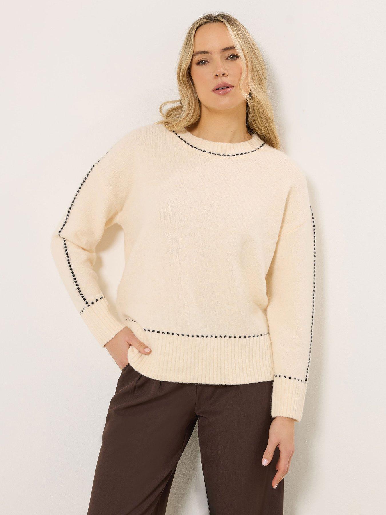 Image 1 of 5 of Long Tall Sally Stitch Detail Jumper - Cream