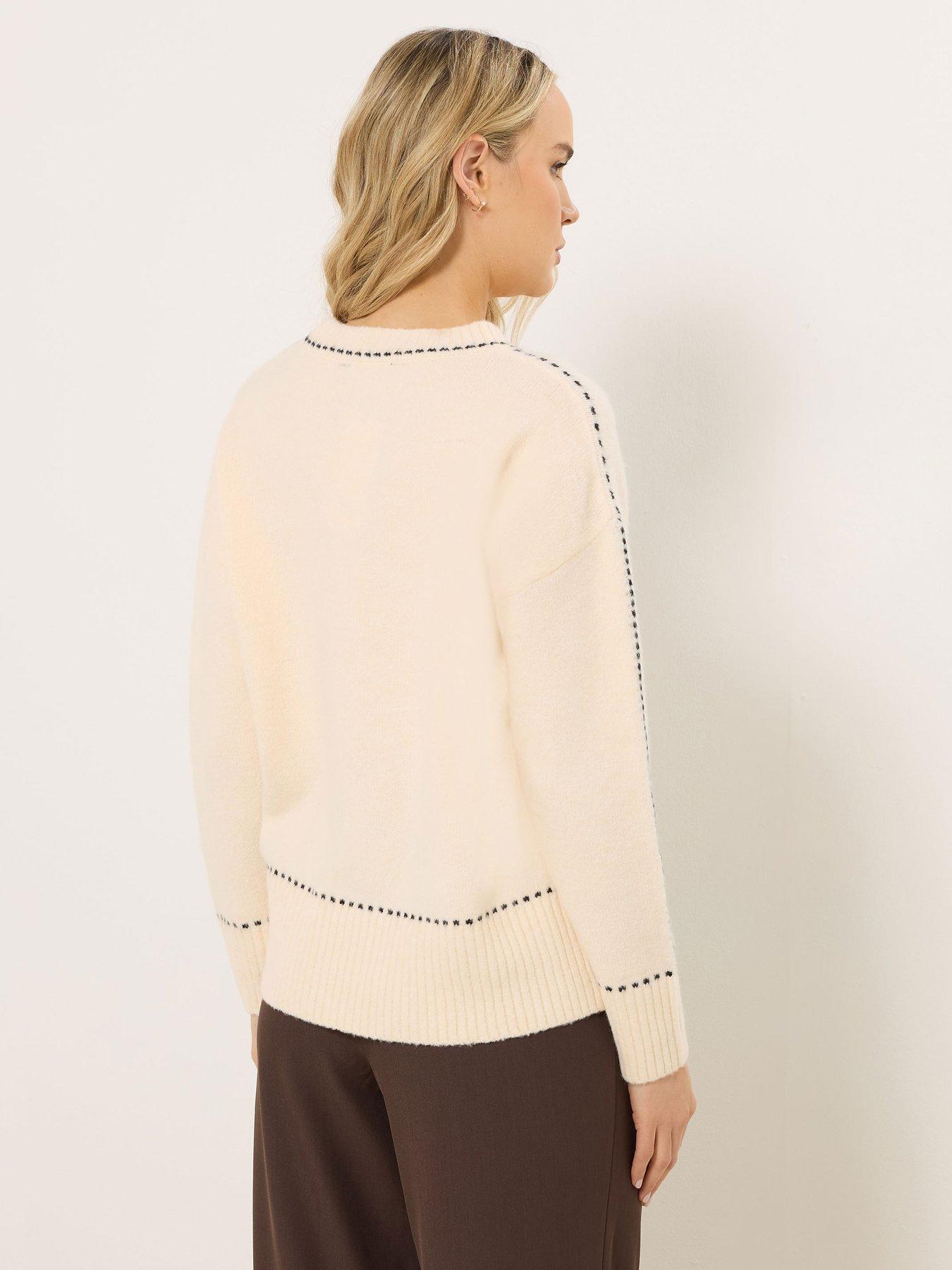 Image 2 of 5 of Long Tall Sally Stitch Detail Jumper - Cream