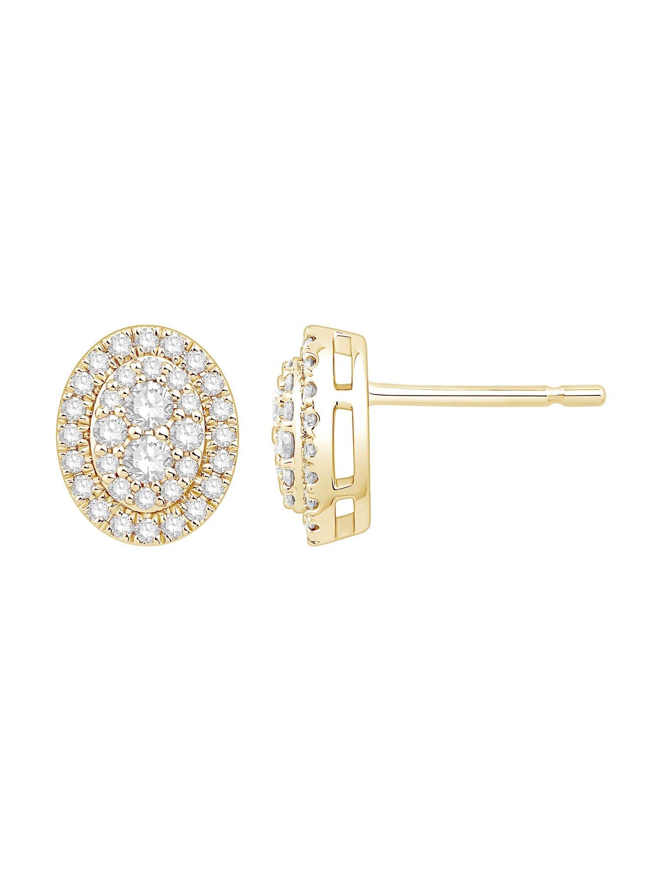 stillFront image of ernest-jones-9ct-050ct-diamond-oval-cluster-stud-earrings-gold